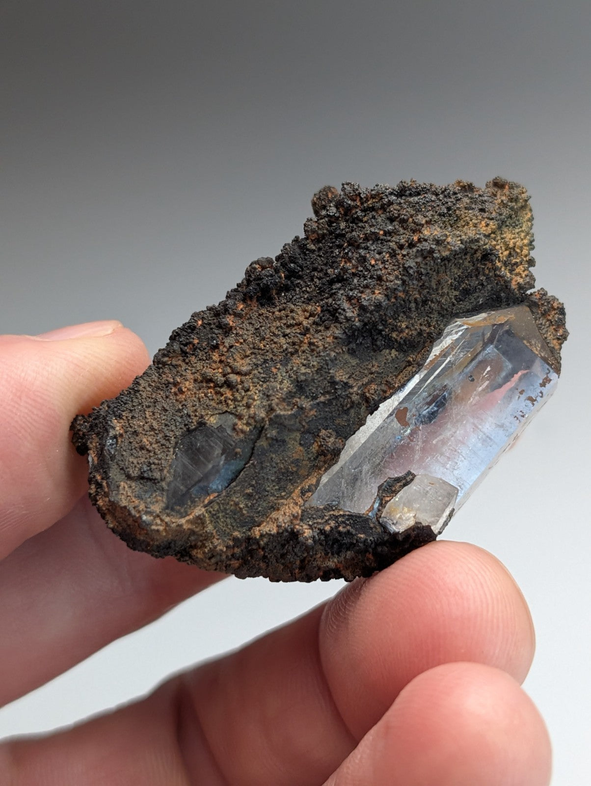VERY Unique Goethite-capped Quartz Crystal, Montgomery County, Arkansas, USA