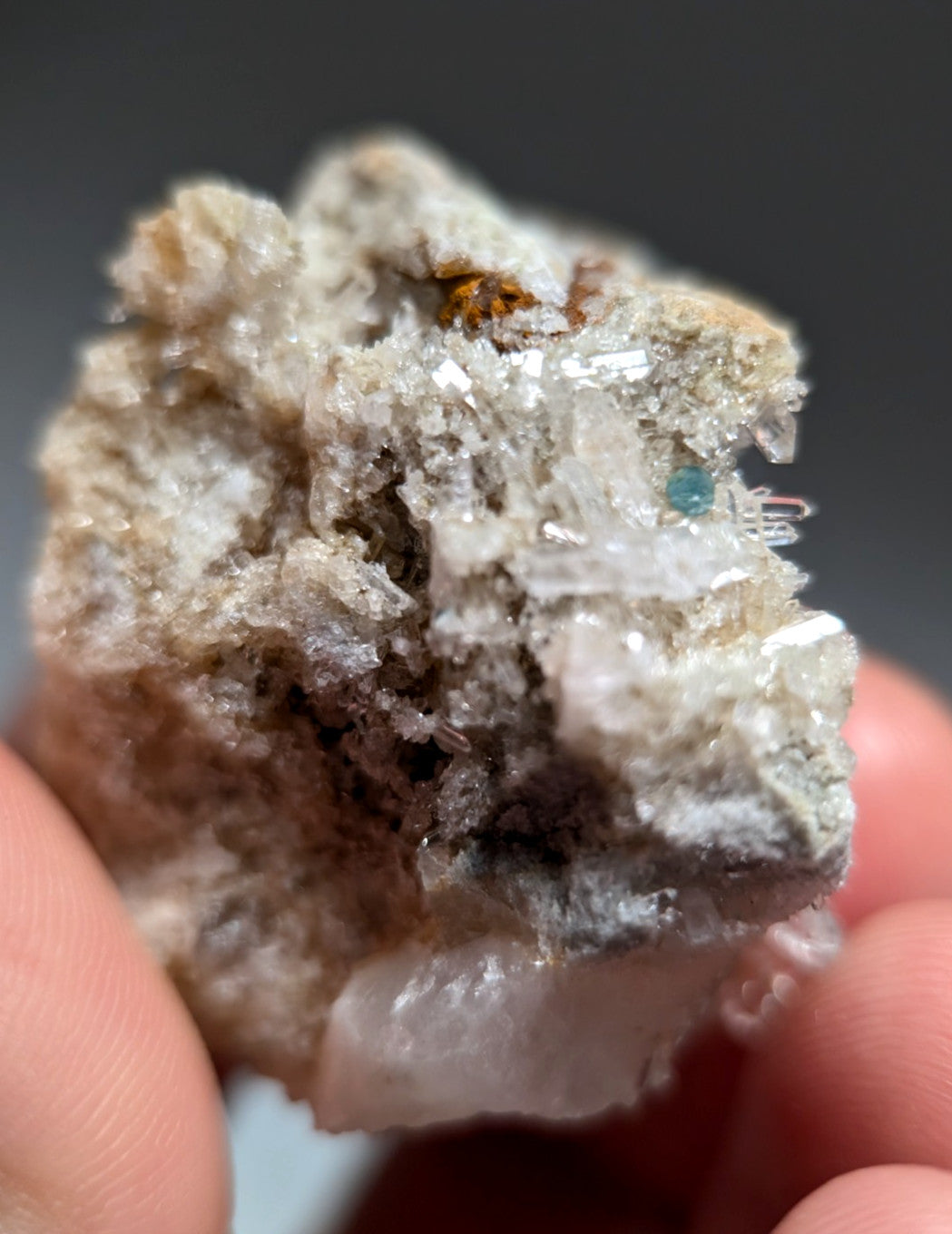 Blue-Green Cookeite on Solution Quartz, Saline County, Arkansas, Old Stock