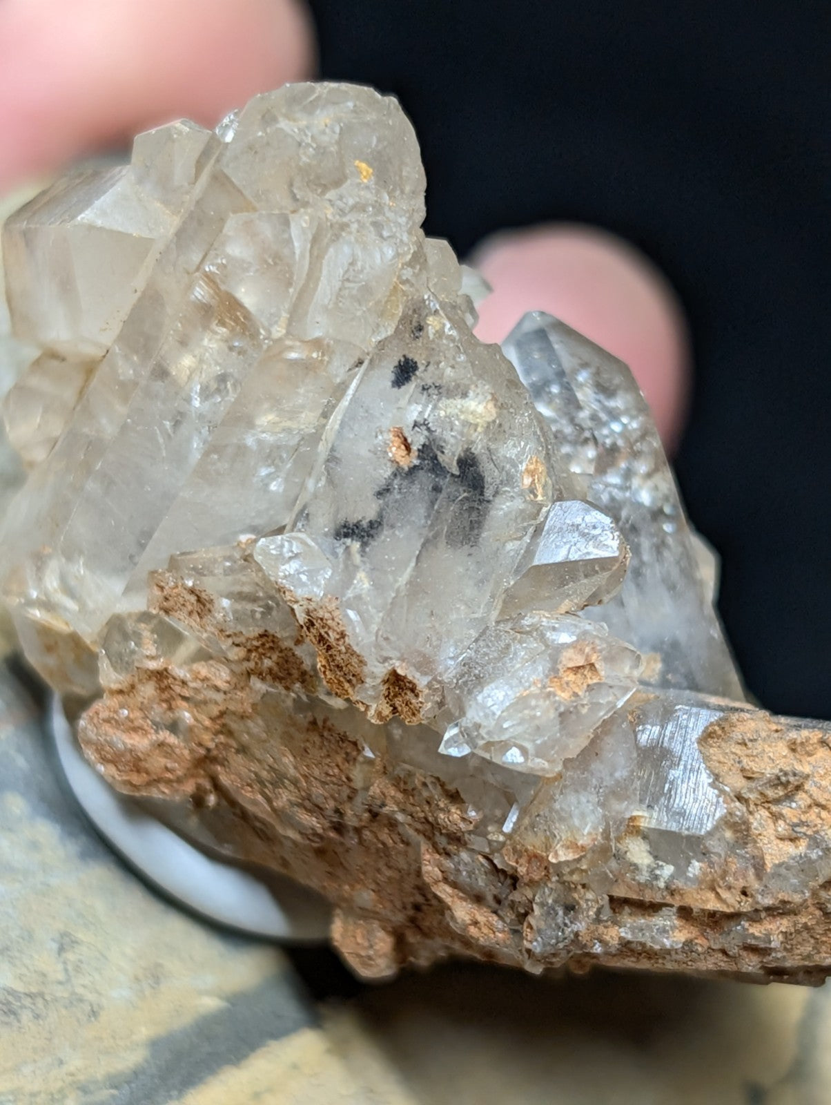 Nacrite + Manganese Included Quartz, Montgomery Co. Arkansas, w/ Shale Display