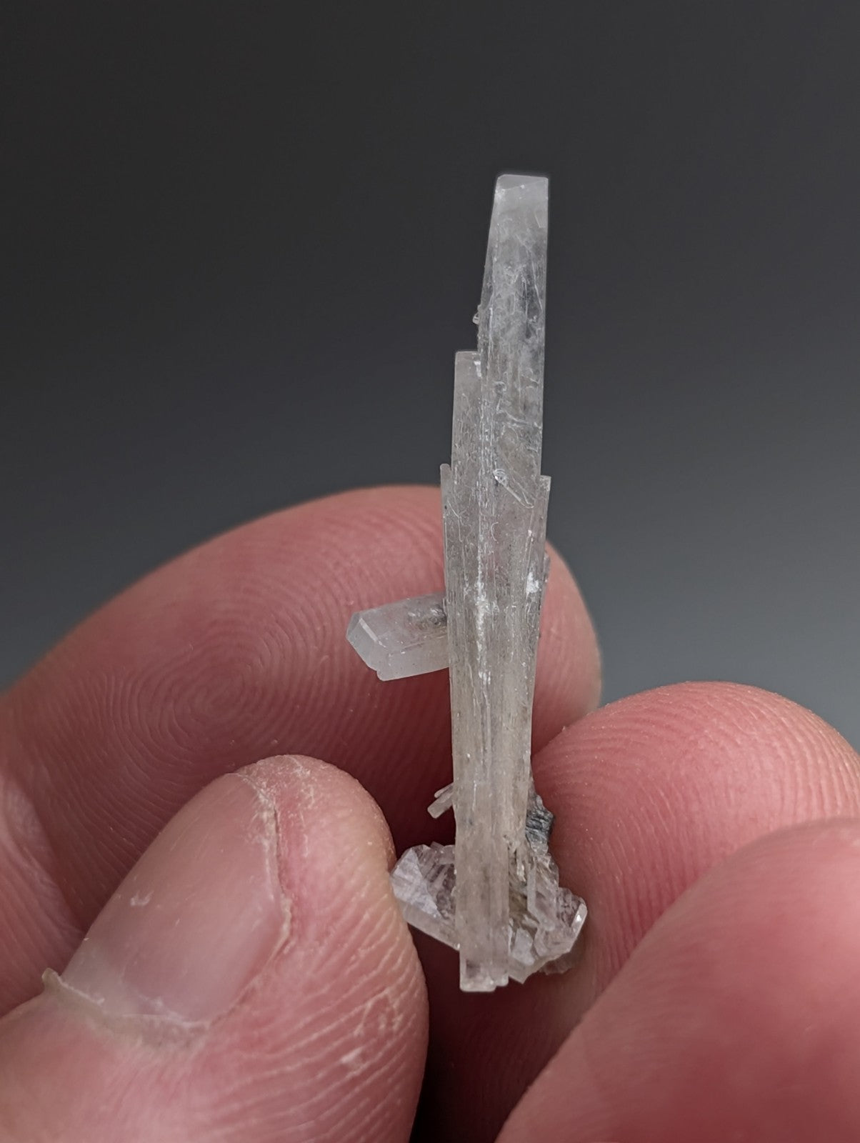 A+ barite crystal cluster with clear quartz elongated prisms and rough mineral base from Chamberlain Creek Arkansas