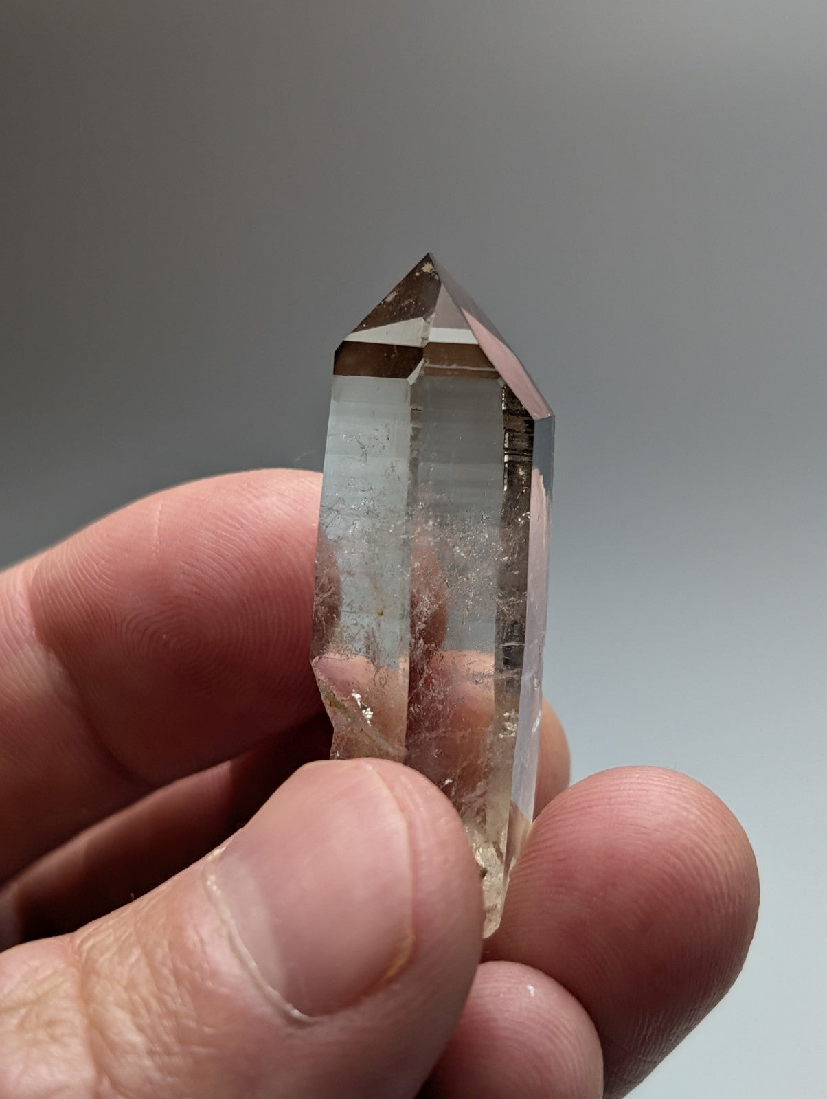 A+++ natural smoky quartz crystal point with translucent clear quartz and visible internal inclusions from arkansas usa