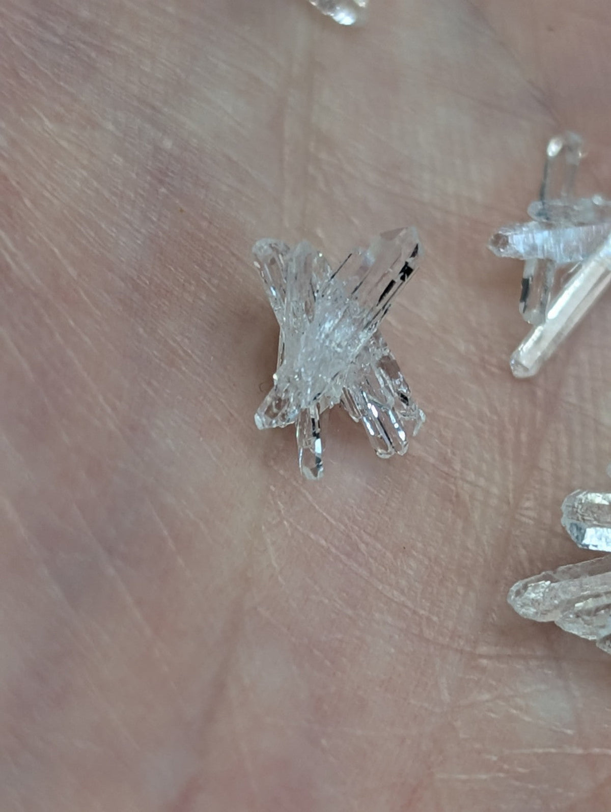 A+ solution quartz set of 8 featuring clear quartz crystal cluster with sharp faceted points from Jeffrey Quarry Arkansas