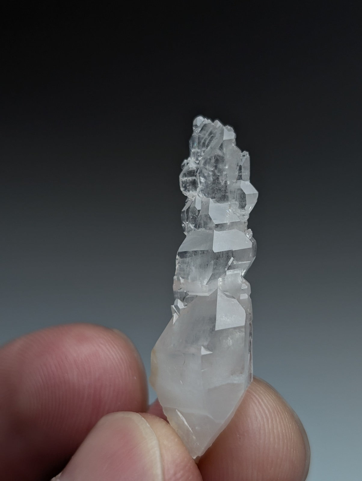 A+ unique translucent clear quartz crystal cluster with sharp geometric facets from garland county arkansas usa