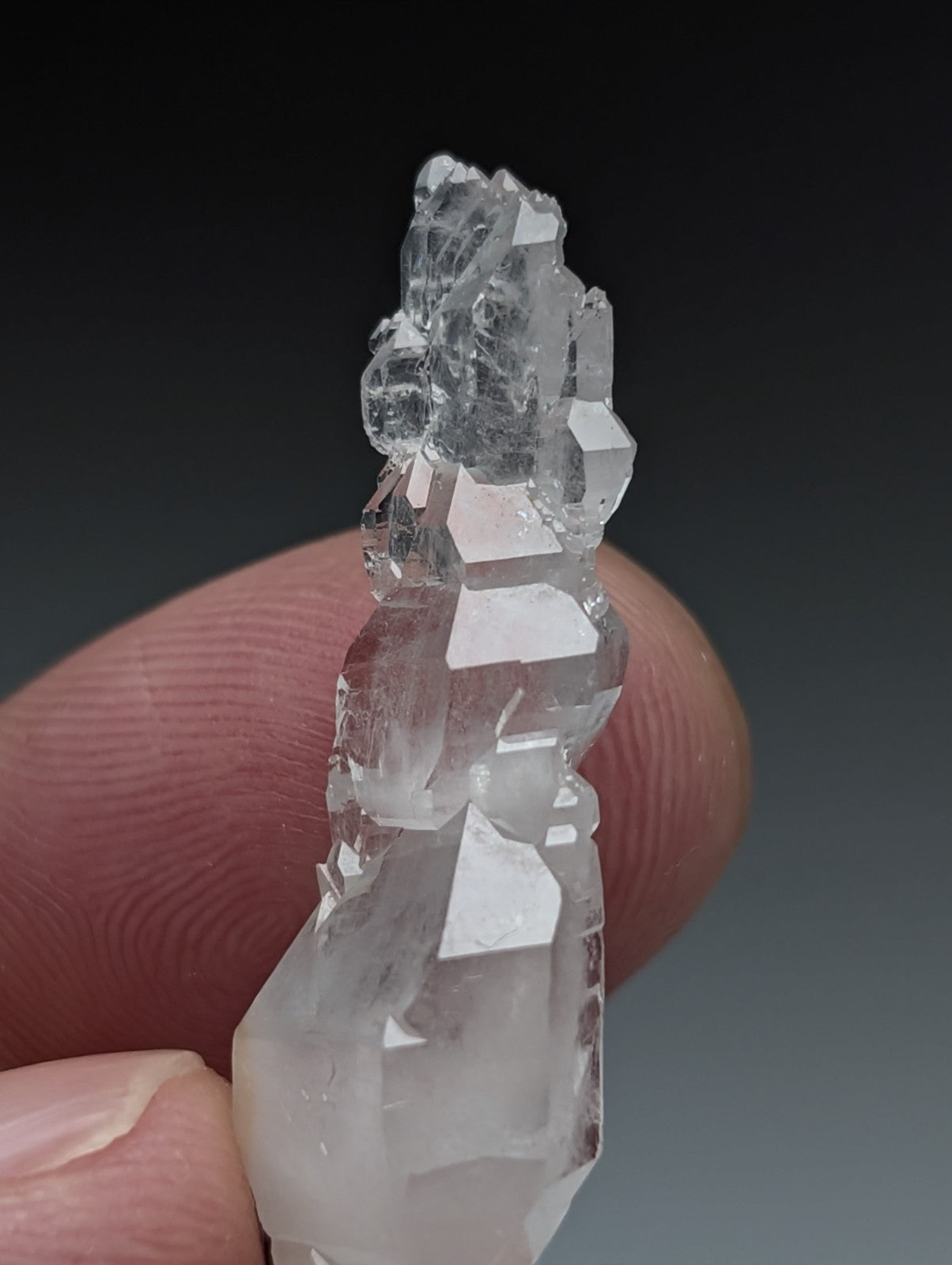 A clear quartz crystal cluster with sharp geometric facets from garland county arkansas usa old stock unique oddity