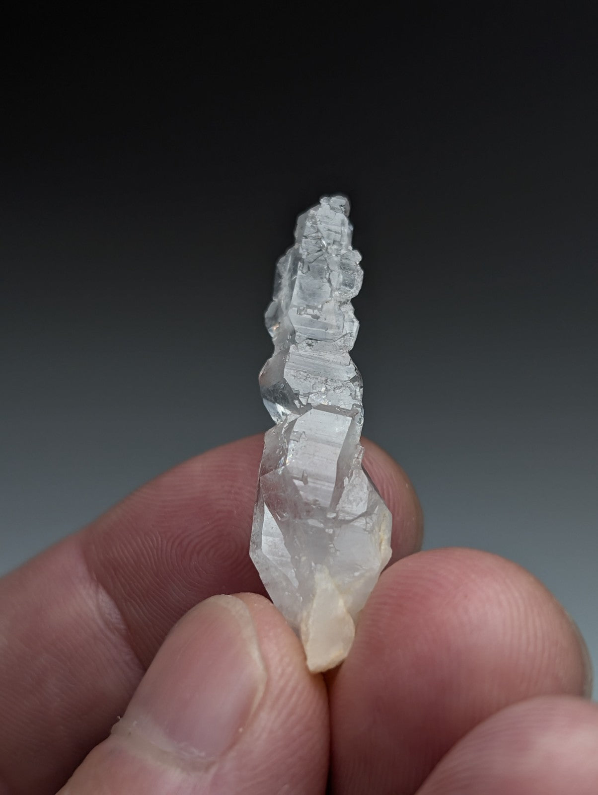 A plus unique translucent clear quartz crystal with twisted multifaceted structure and subtle inclusions from arkansas usa