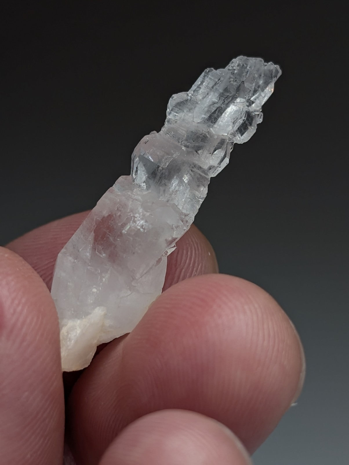 A+ unique clear quartz crystal with translucent jagged surface and layered growth from Garland County Arkansas USA