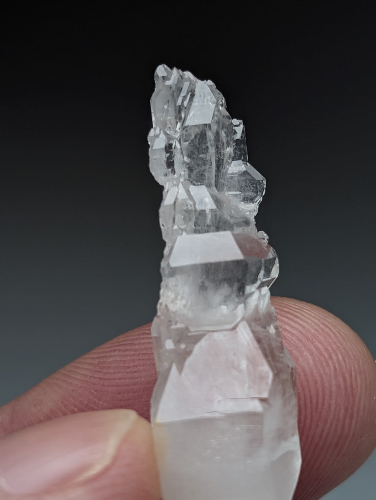 A plus unique clear quartz crystal cluster with sharp facets and a milky base from garland county arkansas usa