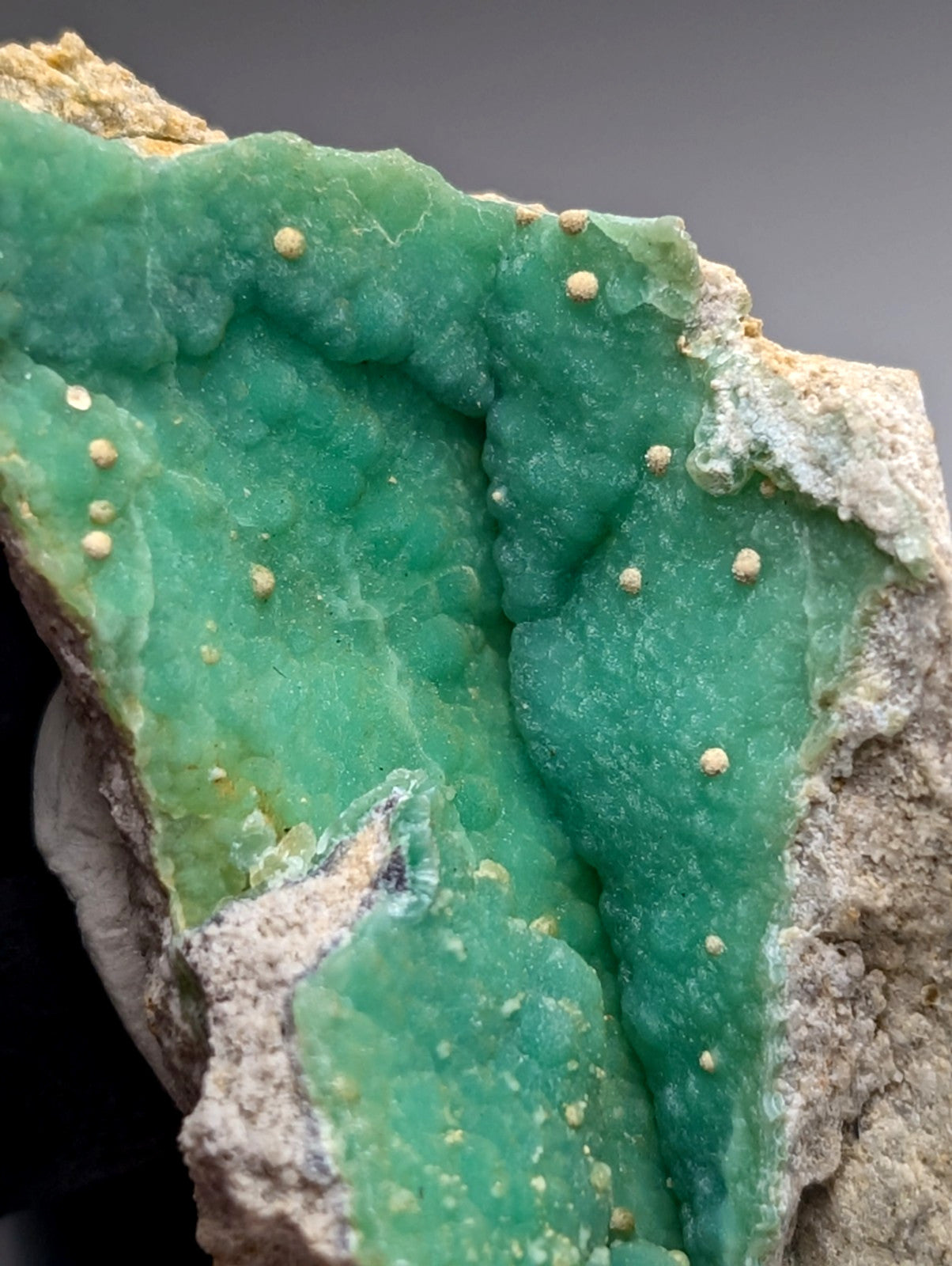 A+ wavellite on variscite rare mineral specimen with vibrant green chrysocolla and golden-yellow inclusions from Arkansas