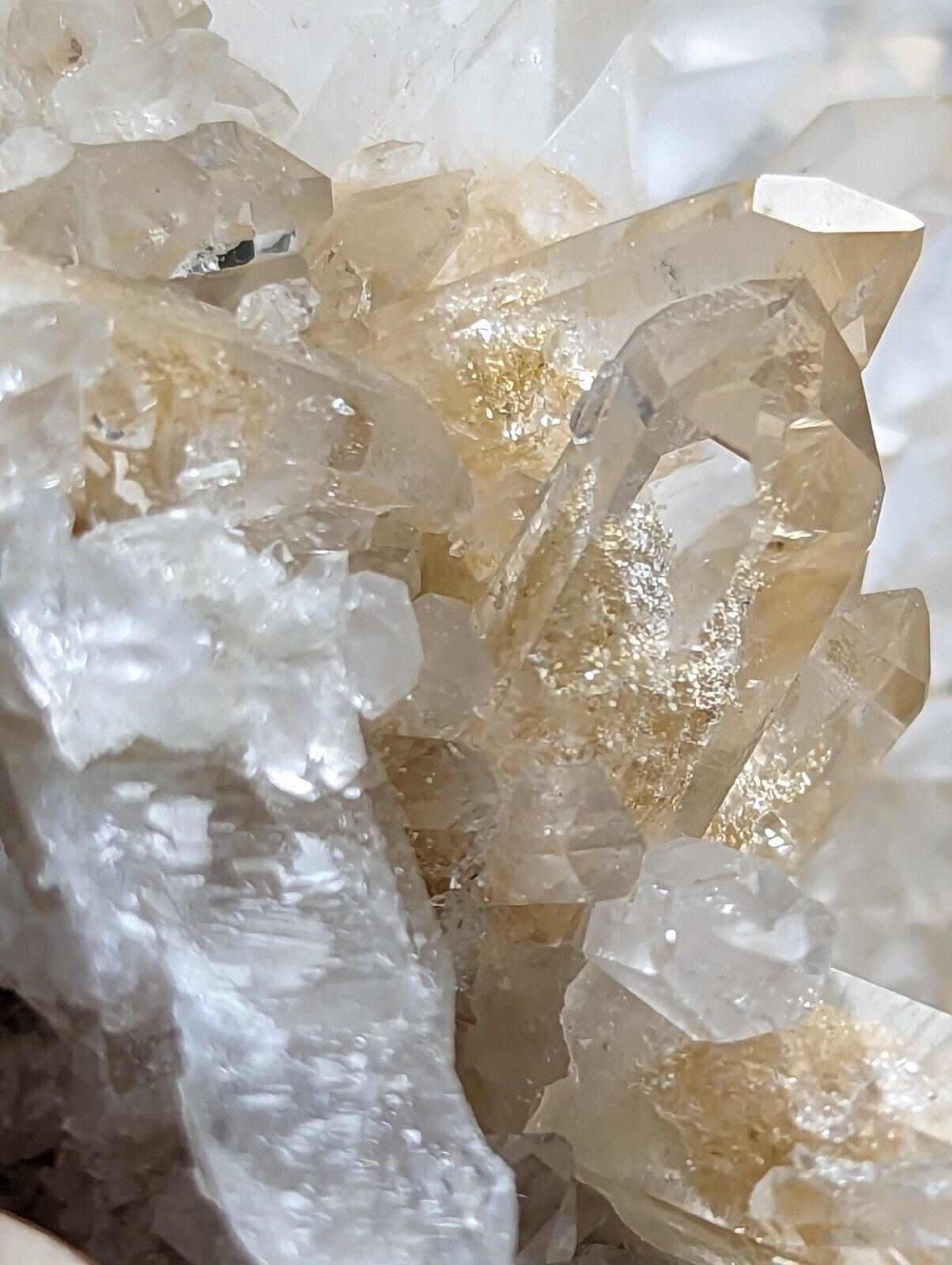 Arkansas Quartz Crystal Cluster w/ Calcite Phantoms Collier Creek old stock! - Collectibles:Rocks Fossils &