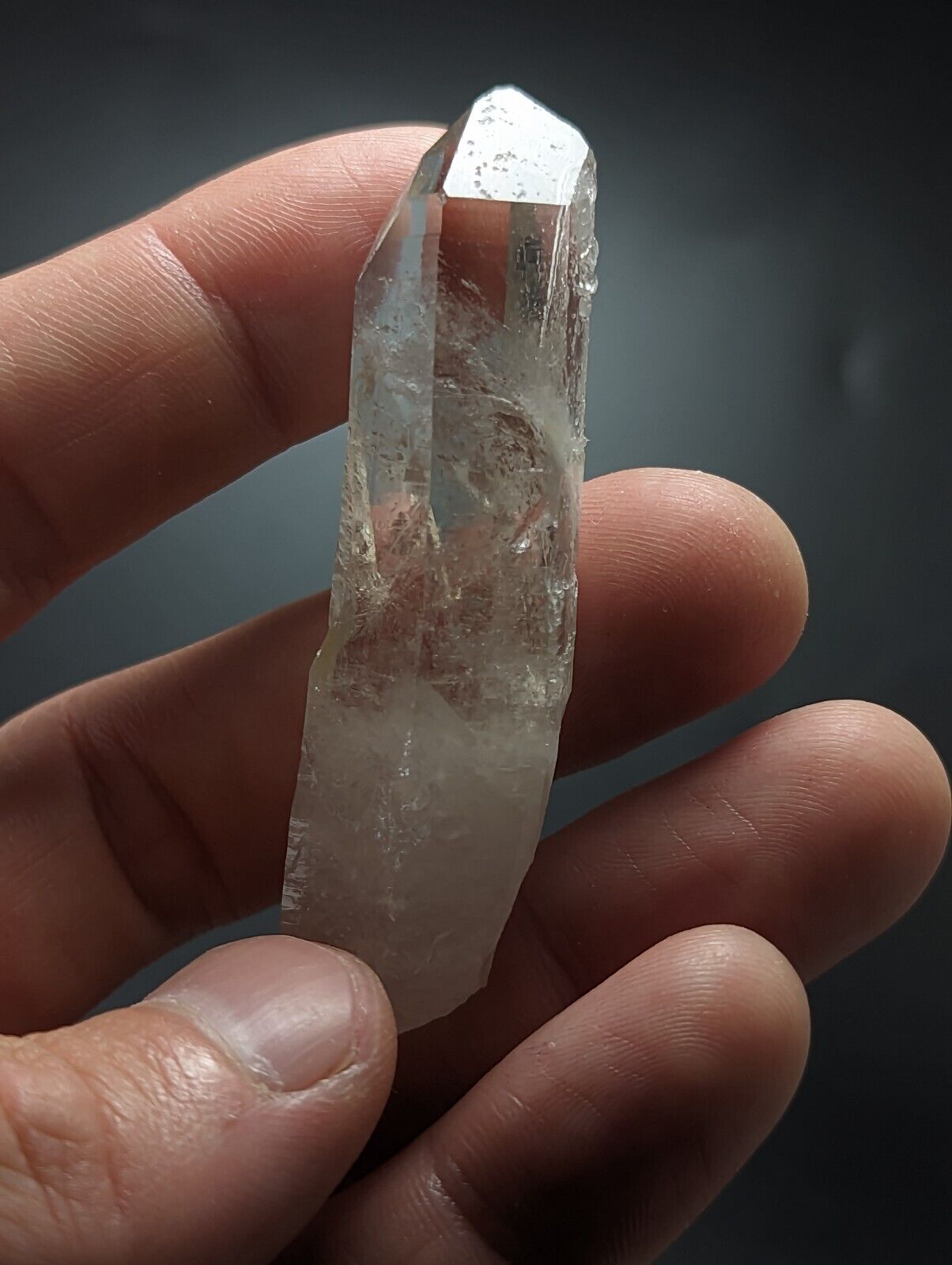 Arkansas Quartz Crystal Point w/ Rare Facet ’Inclusions’ Garland Co old stock - Collectibles:Rocks Fossils &
