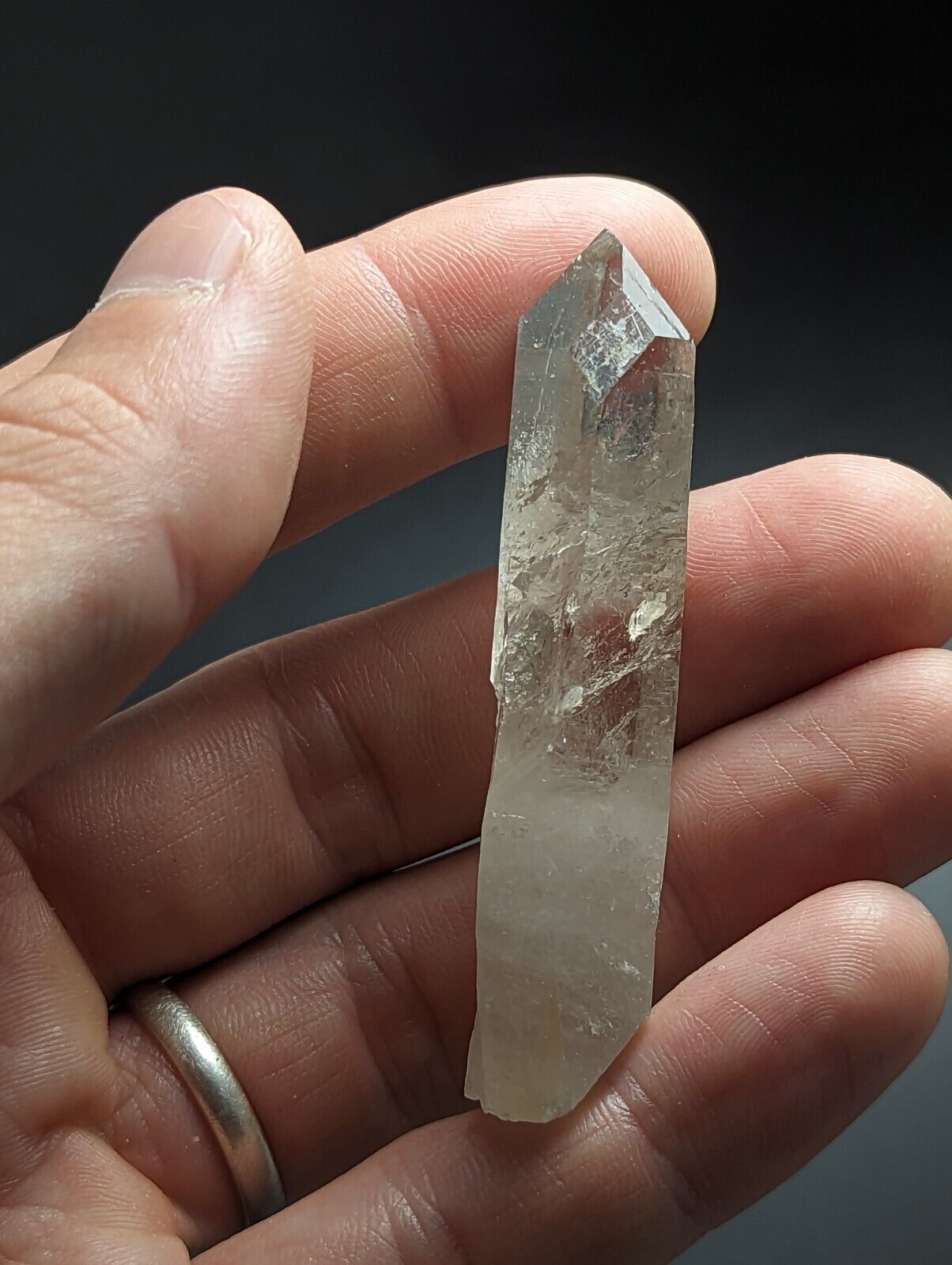 Arkansas Quartz Crystal Point w/ Rare Facet ’Inclusions’ Garland Co old stock - Collectibles:Rocks Fossils &