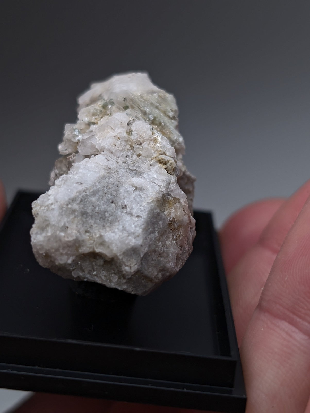 Blue-green cookeite on quartz mineral with crystalline formations and greenish veins from saline county arkansas