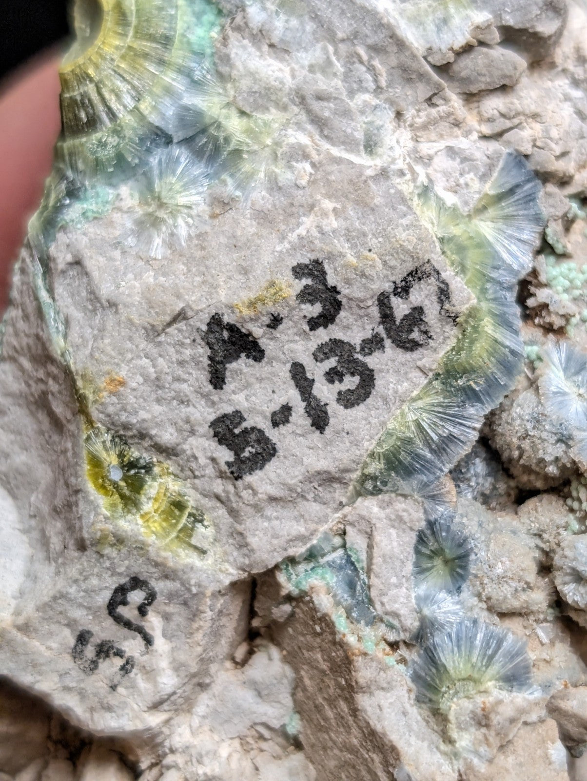 Blue Wavellite on Variscite! -Very Rare Old Stock - Garland County Arkansas - Collectibles:Rocks Fossils &