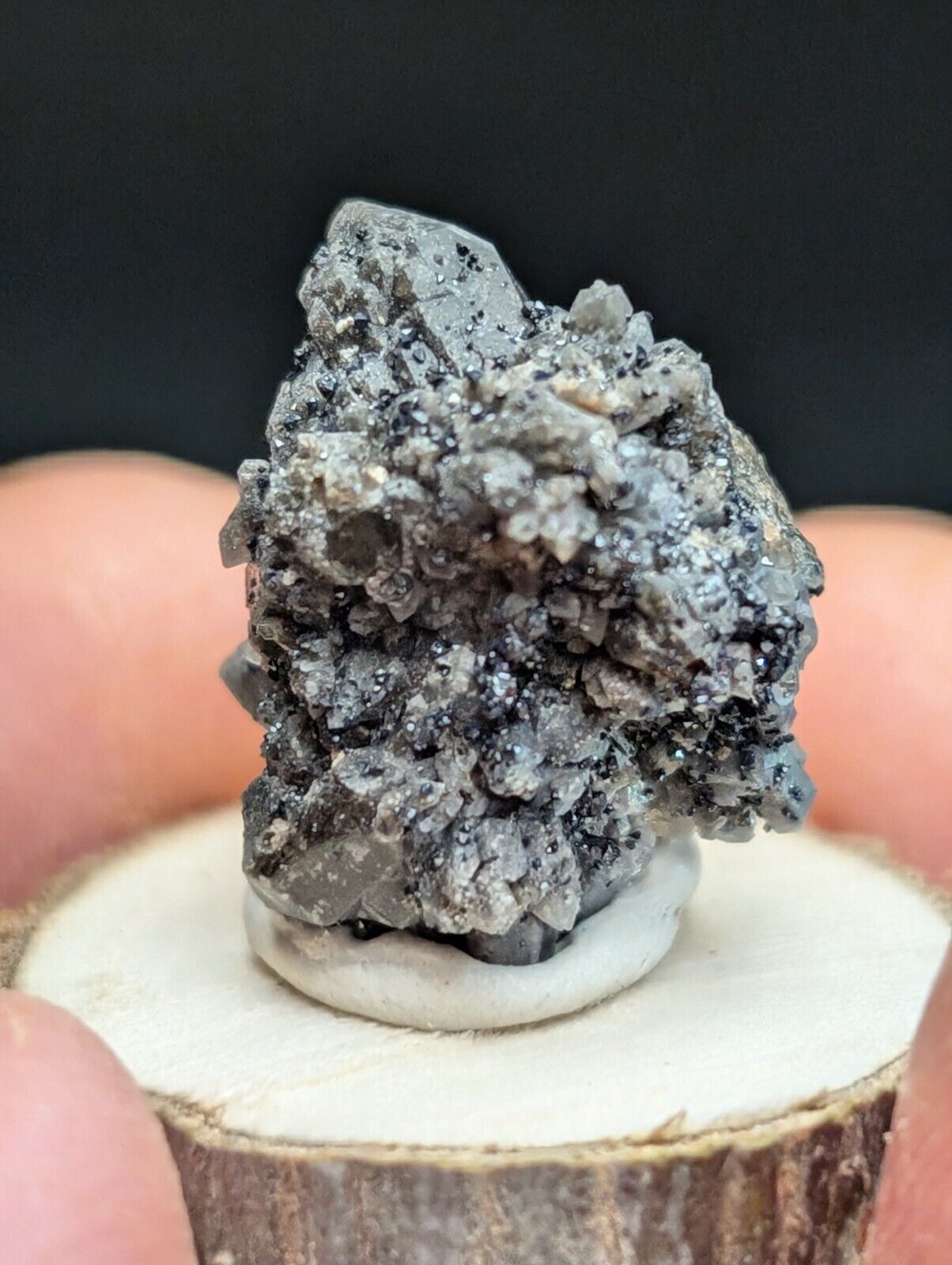Brookite on Smoky Quartz Magnet Cove Arkansas USA Old Stock w/ wood display - Collectibles:Rocks Fossils &