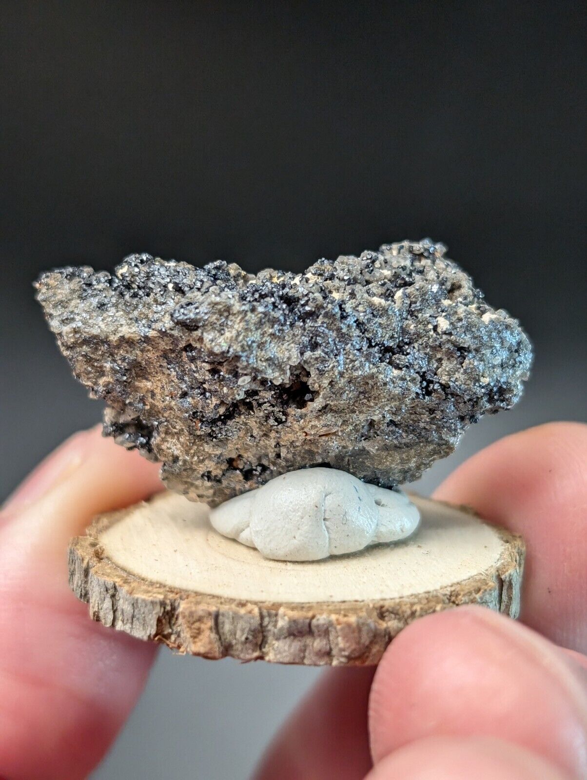 Brookite on Smoky Quartz Magnet Cove Arkansas USA Old Stock w/ wood display - Collectibles:Rocks Fossils &