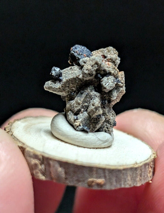 Brookite on Smoky Quartz Magnet Cove Arkansas USA Old Stock w/ wood display - Collectibles:Rocks Fossils &
