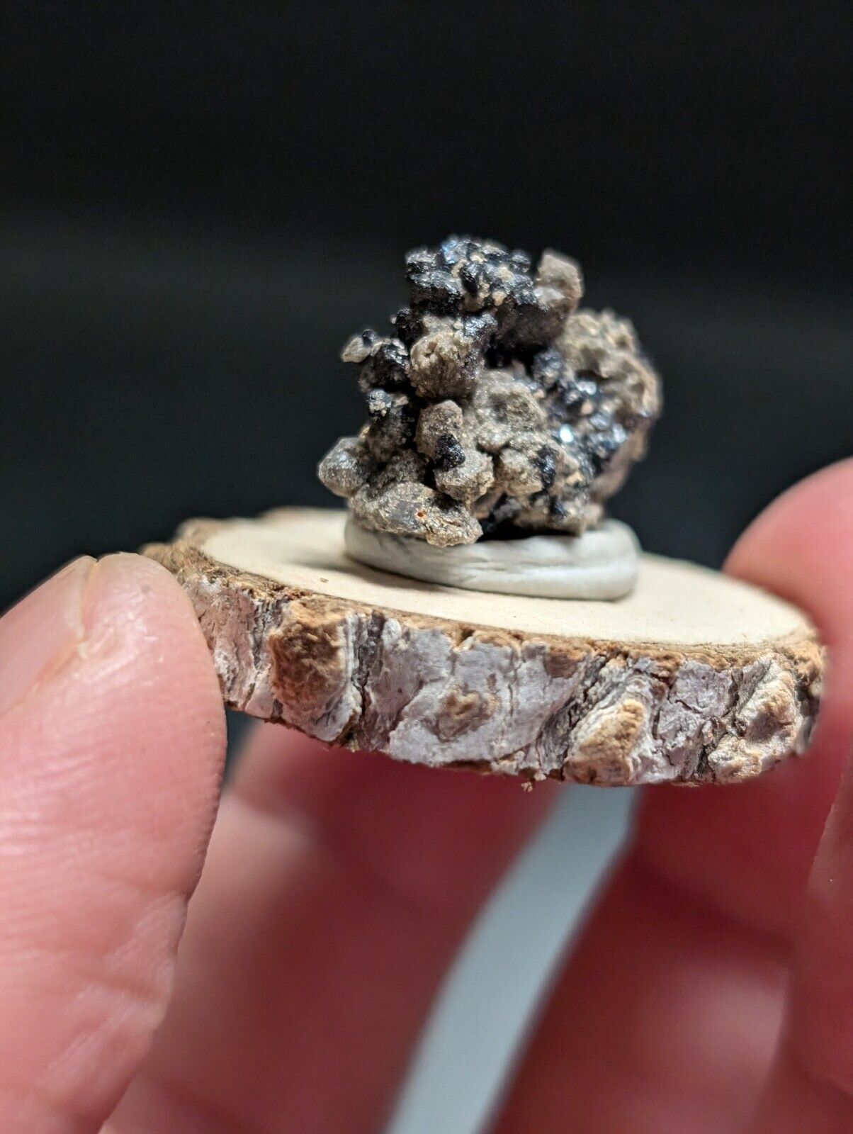 Brookite on Smoky Quartz Magnet Cove Arkansas USA Old Stock w/ wood display - Collectibles:Rocks Fossils &