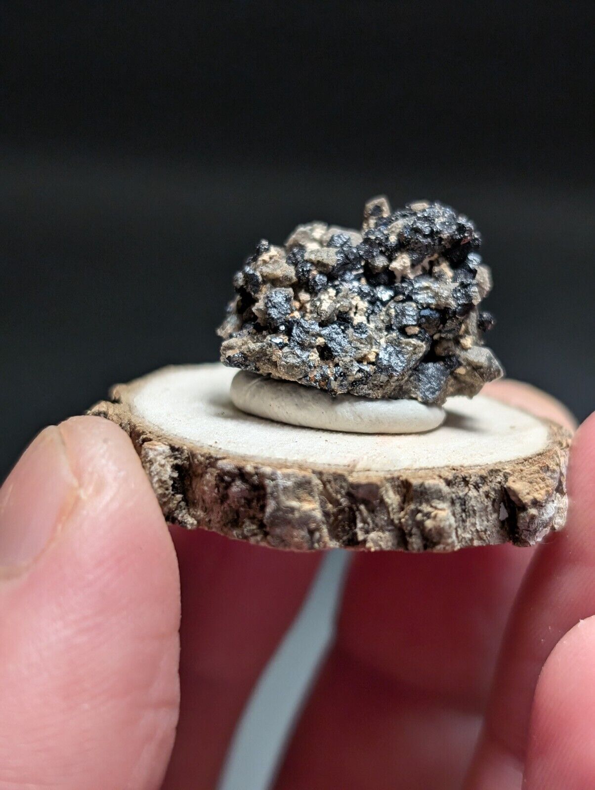 Brookite on Smoky Quartz Magnet Cove Arkansas USA Old Stock w/ wood display - Collectibles:Rocks Fossils &