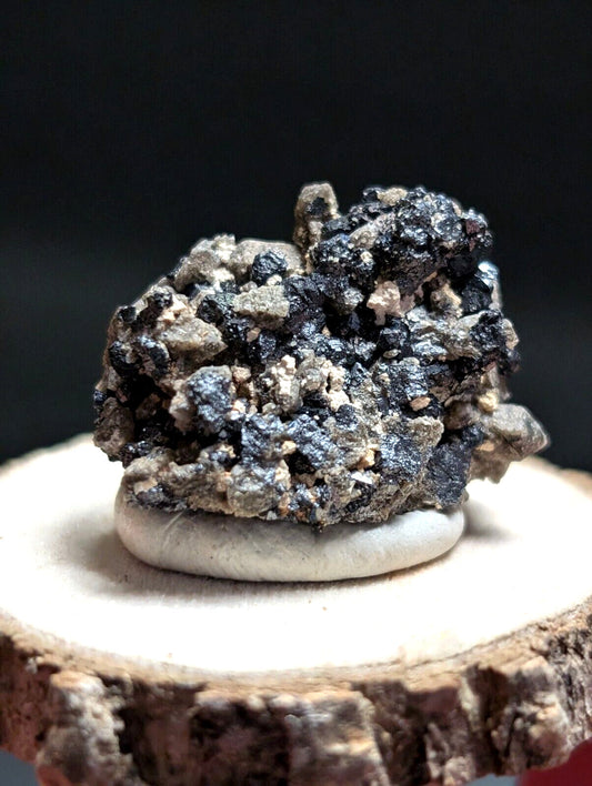 Brookite on Smoky Quartz Magnet Cove Arkansas USA Old Stock w/ wood display - Collectibles:Rocks Fossils &
