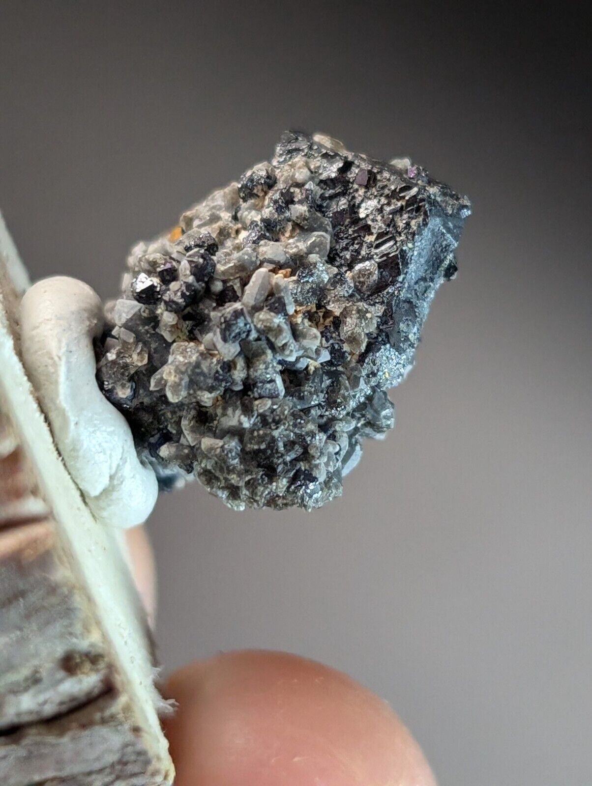 Brookite on Smoky Quartz Magnet Cove Arkansas USA Old Stock w/ wood display - Collectibles:Rocks Fossils &