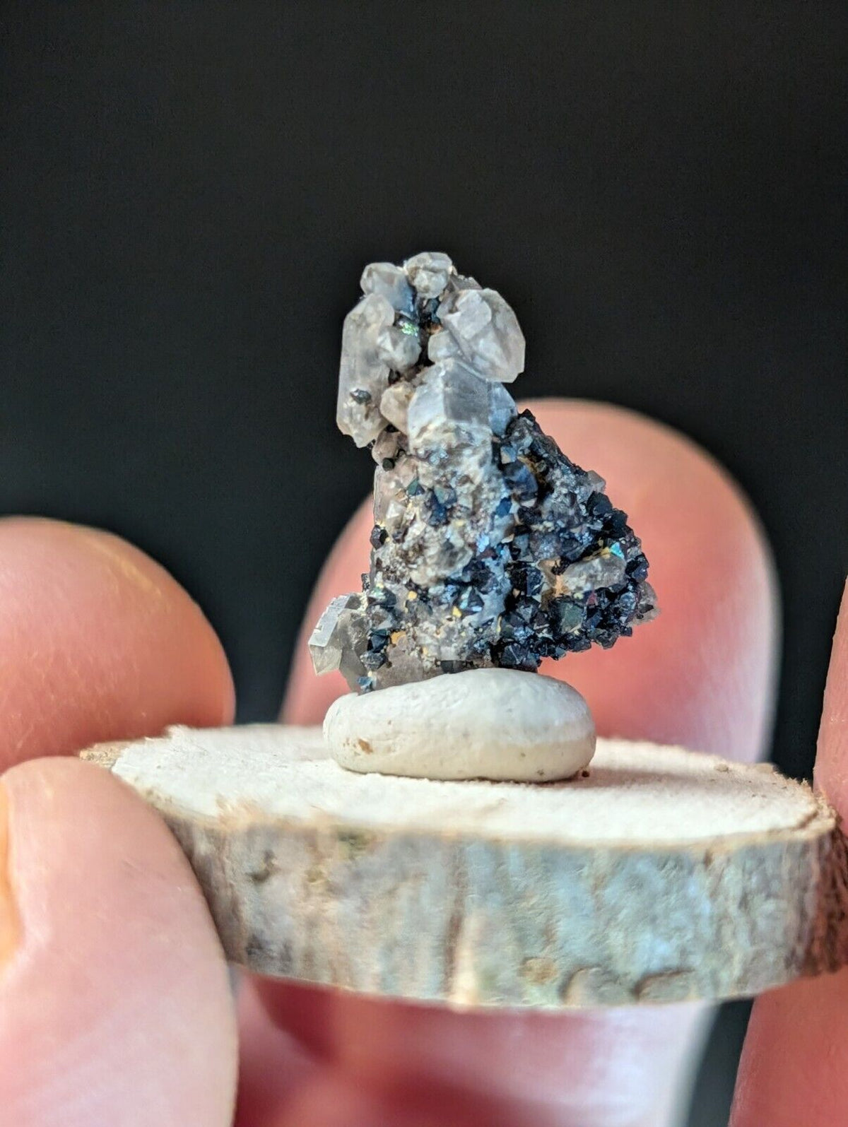 Brookite on Smoky Quartz Magnet Cove Arkansas USA Old Stock w/ wood display - Collectibles:Rocks Fossils &