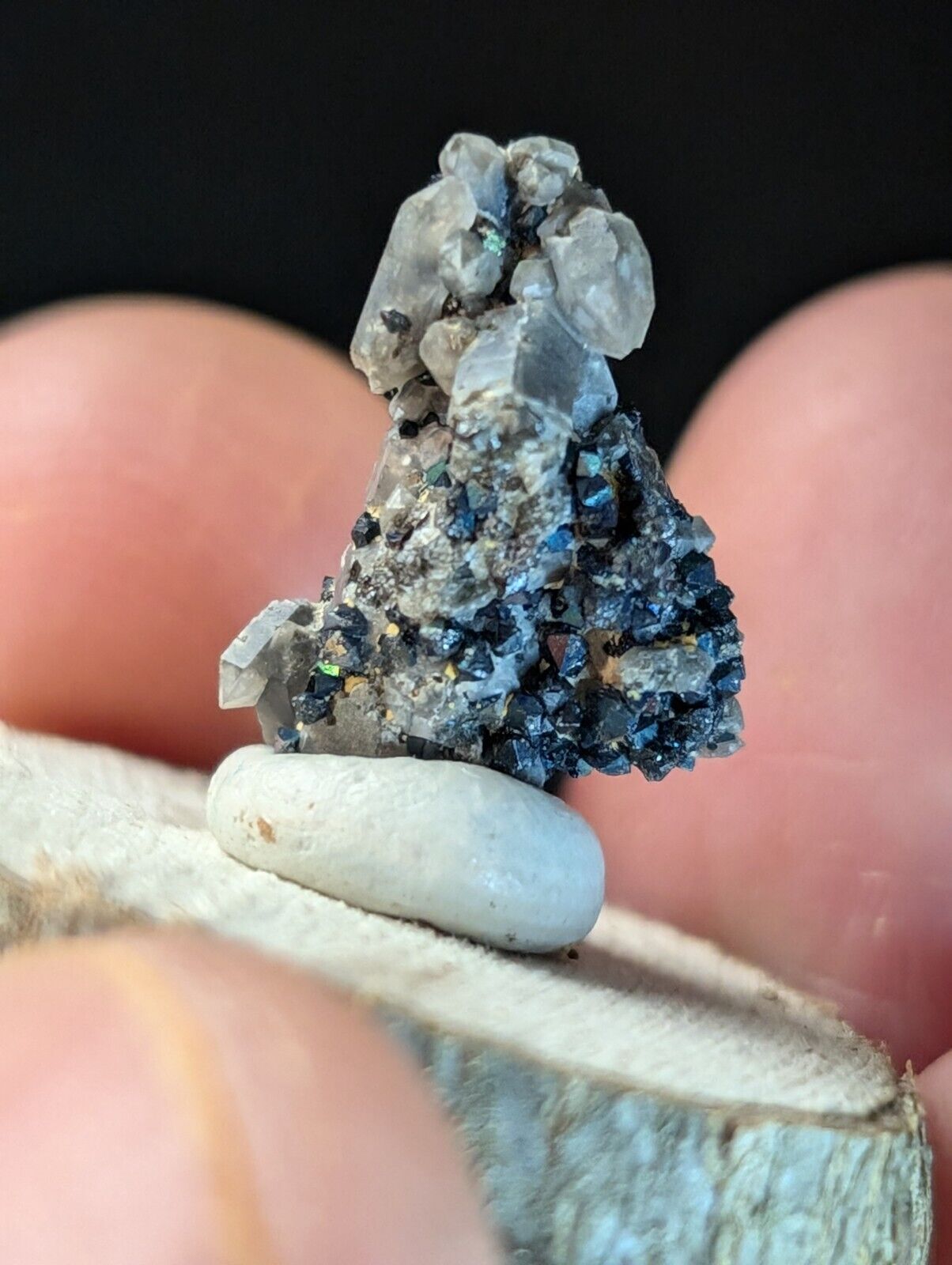 Brookite on Smoky Quartz Magnet Cove Arkansas USA Old Stock w/ wood display - Collectibles:Rocks Fossils &