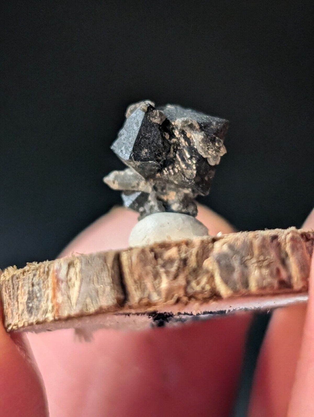 Brookite on Smoky Quartz Magnet Cove Arkansas USA Old Stock w/ wood display - Collectibles:Rocks Fossils &