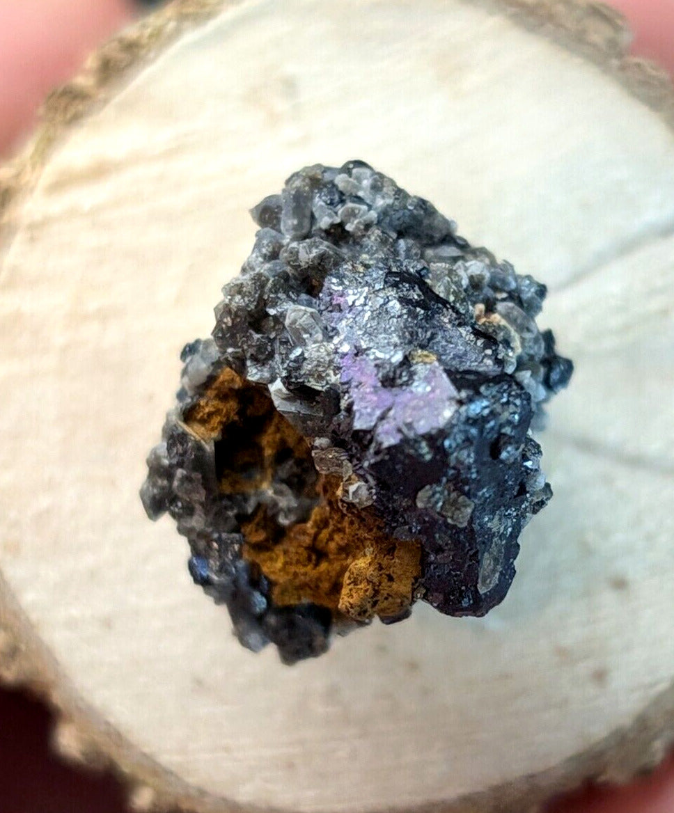 Brookite on Smoky Quartz Magnet Cove Arkansas USA Old Stock w/ wood display - Collectibles:Rocks Fossils &