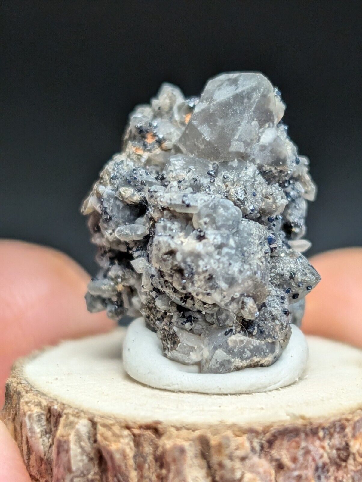 Brookite on Smoky Quartz Magnet Cove Arkansas USA Old Stock w/ wood display - Collectibles:Rocks Fossils &