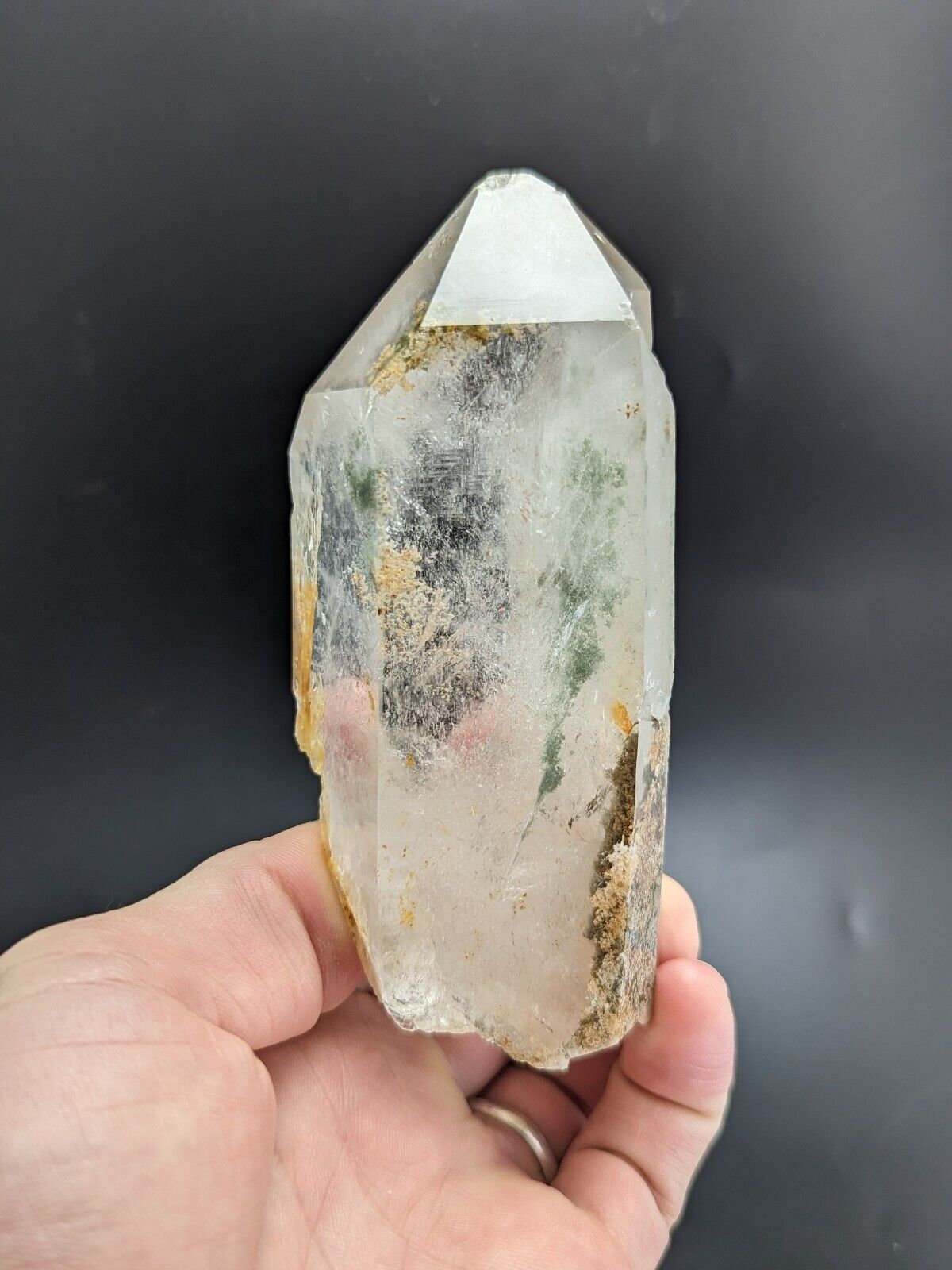 Chlorite Quartz Crystal Point Willis Mine Paron Arkansas old stock 1970s - Collectibles:Rocks Fossils &