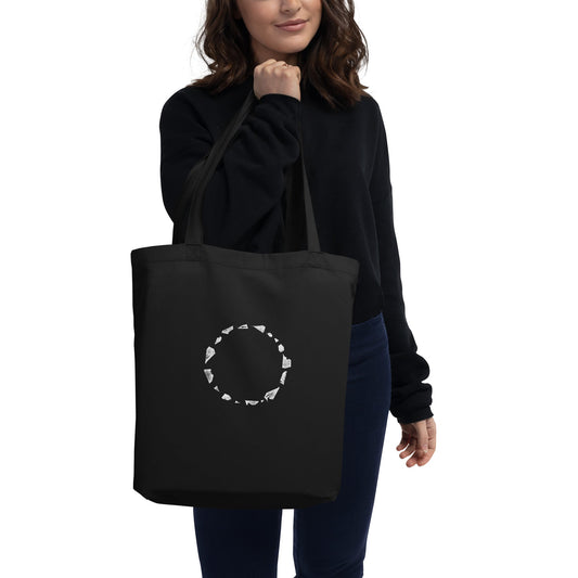 Crystal Circle - Eco Tote Bag (White Ink on Black) - Arkansas Minerals
