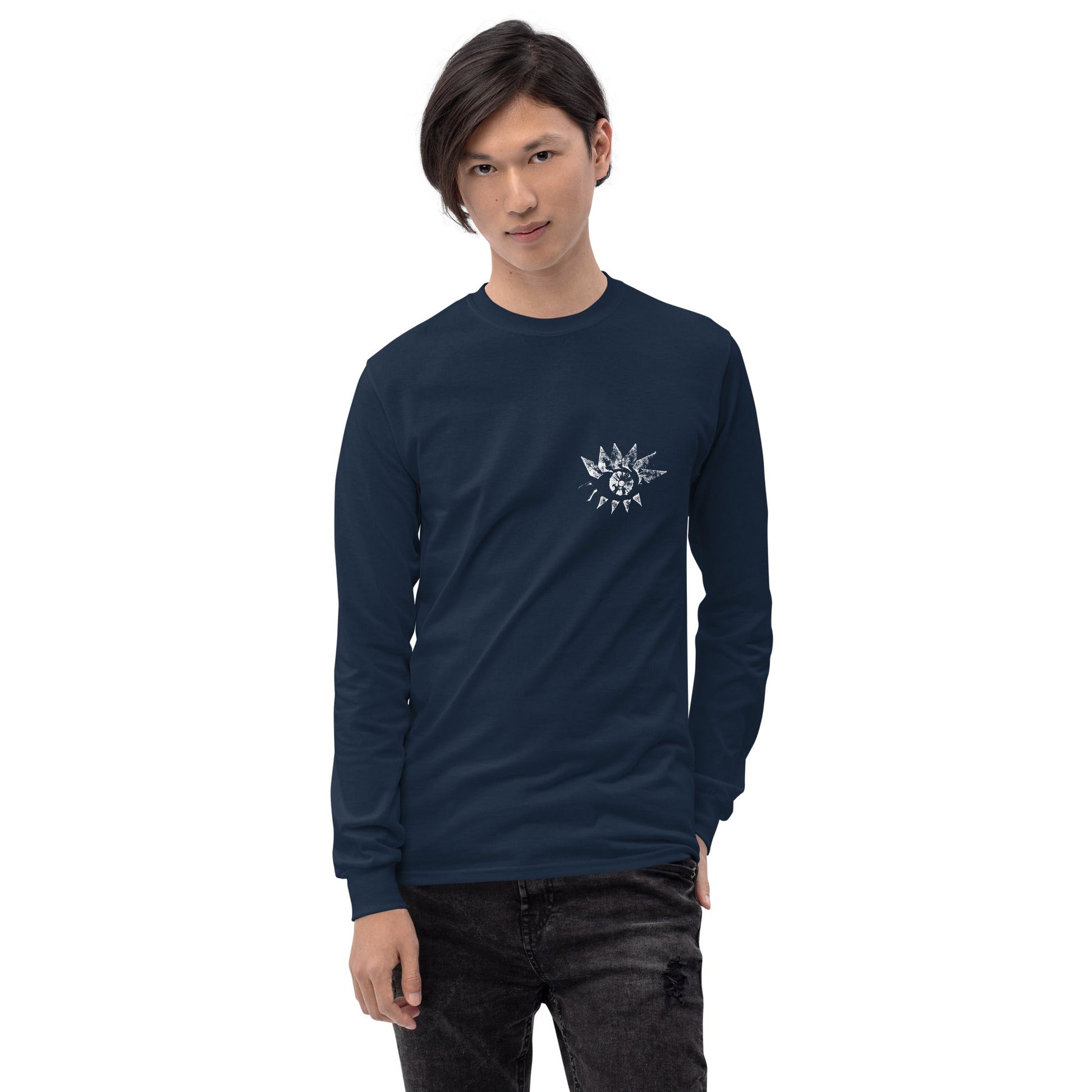 Crystal Eye - Long Sleeve Shirt unisex mens/womens (White Ink) - Arkansas Minerals - Navy / S