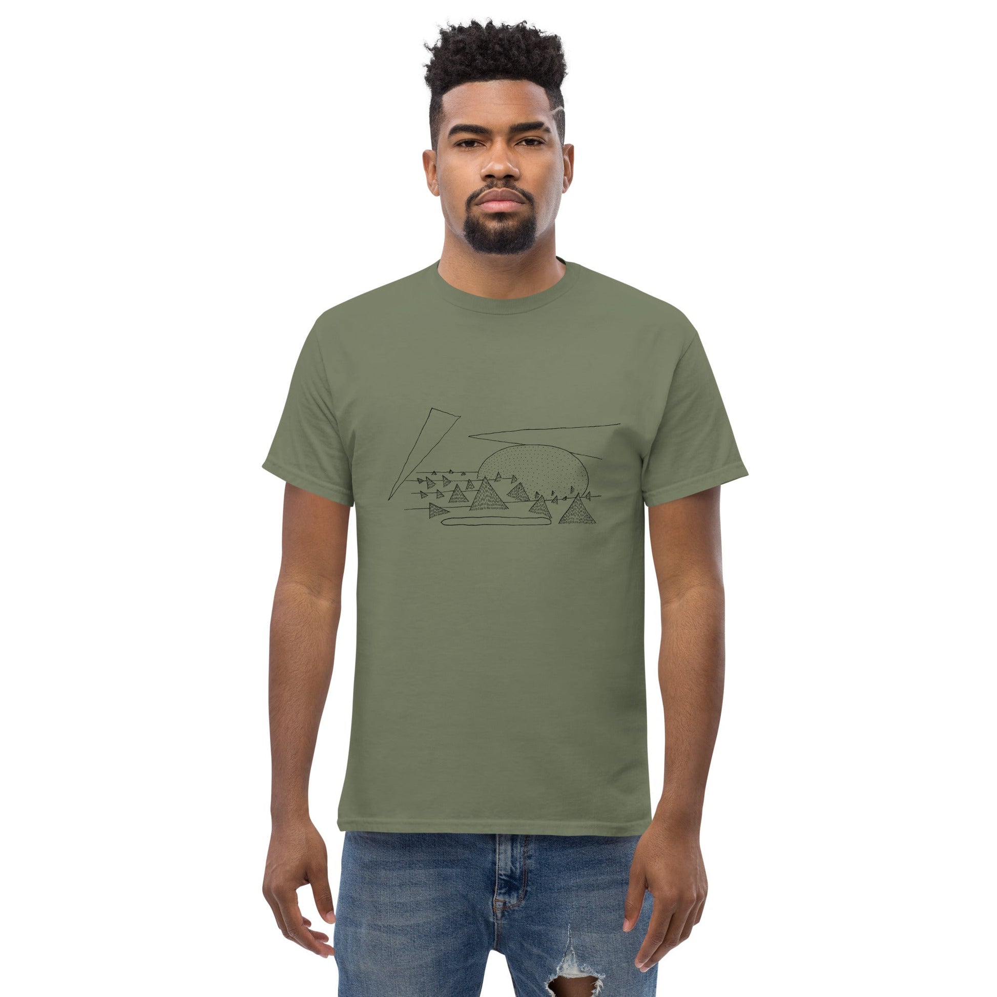 Crystal Landscape Tee unisex/mens/womens (Black Ink) - Arkansas Minerals - Military Green / S