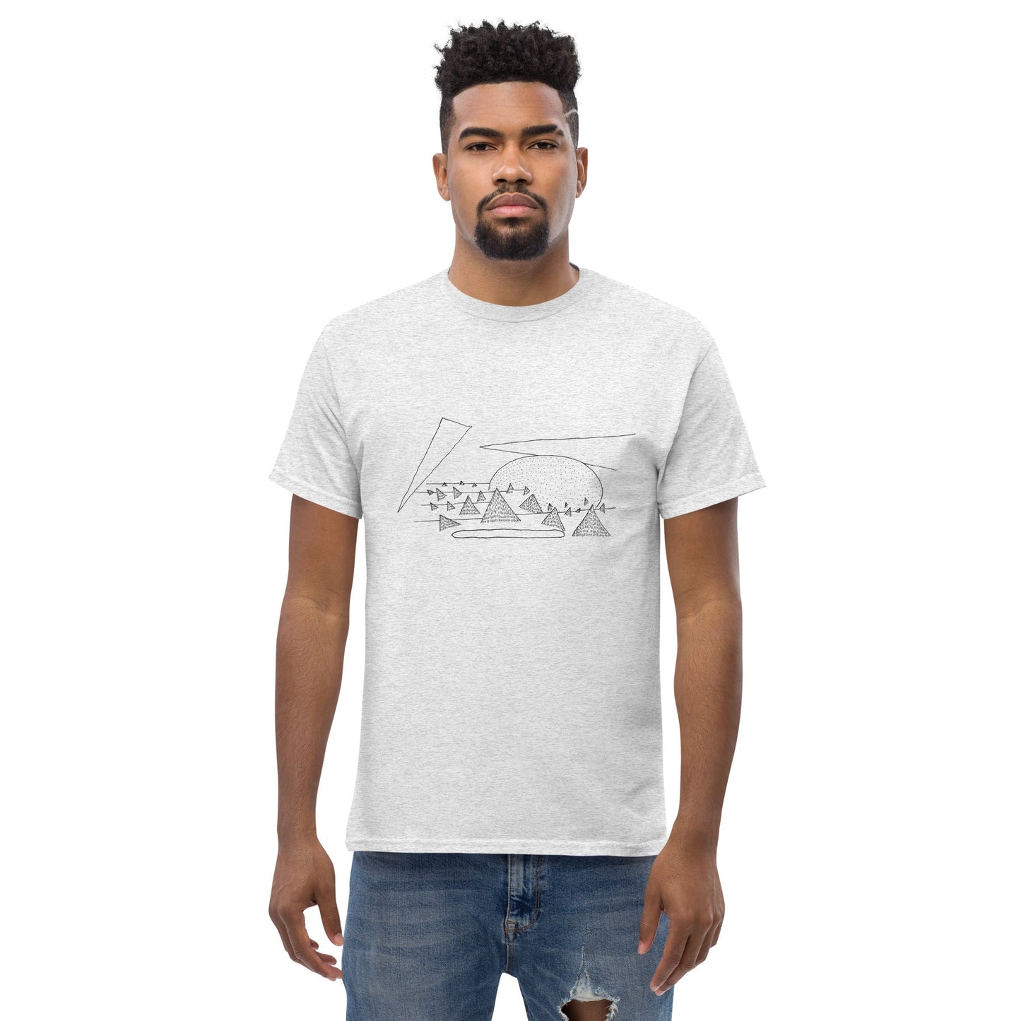 Crystal Landscape Tee unisex/mens/womens (Black Ink) - Arkansas Minerals - Ash / S