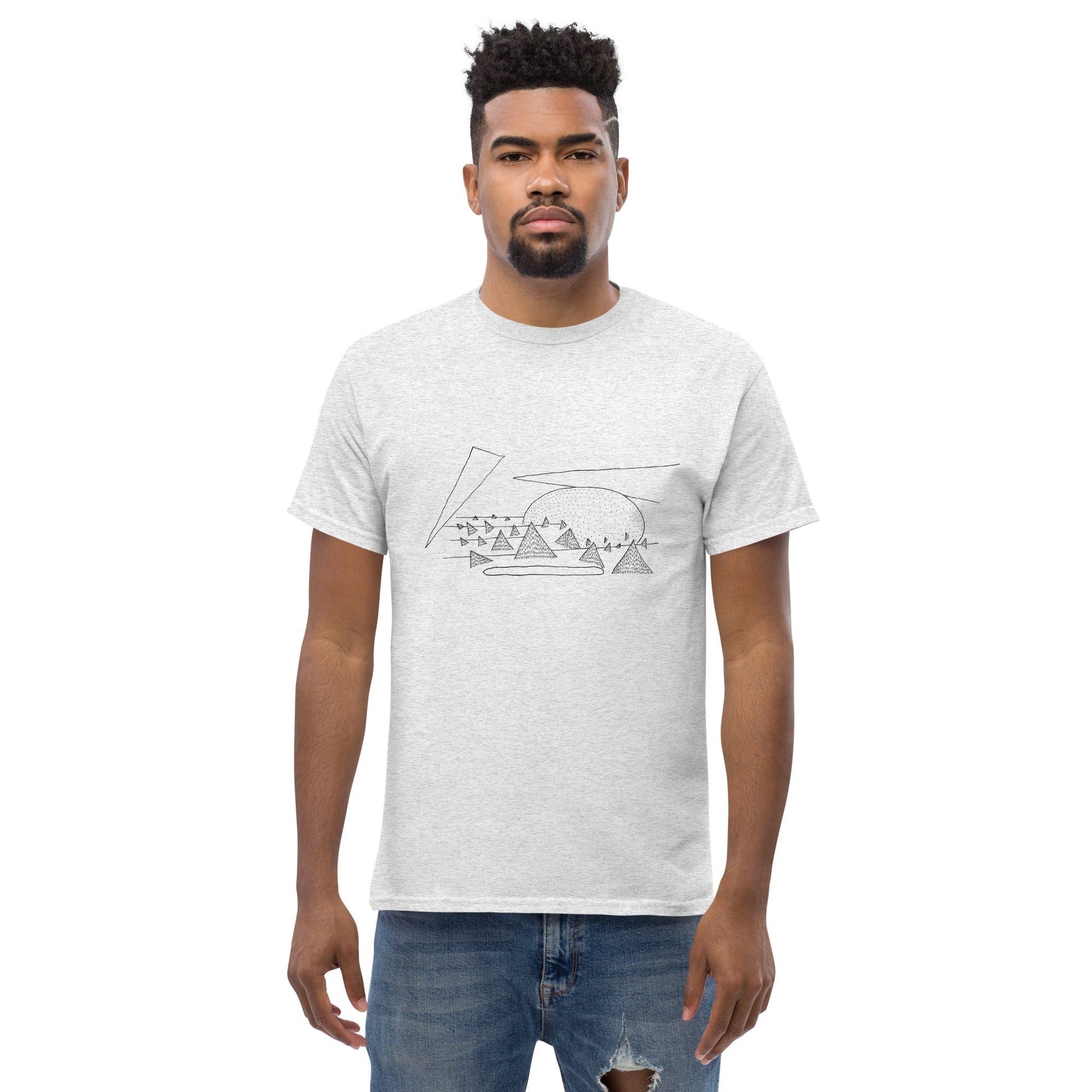 Crystal Landscape Tee unisex/mens/womens (Black Ink) - Arkansas Minerals - Ash / S