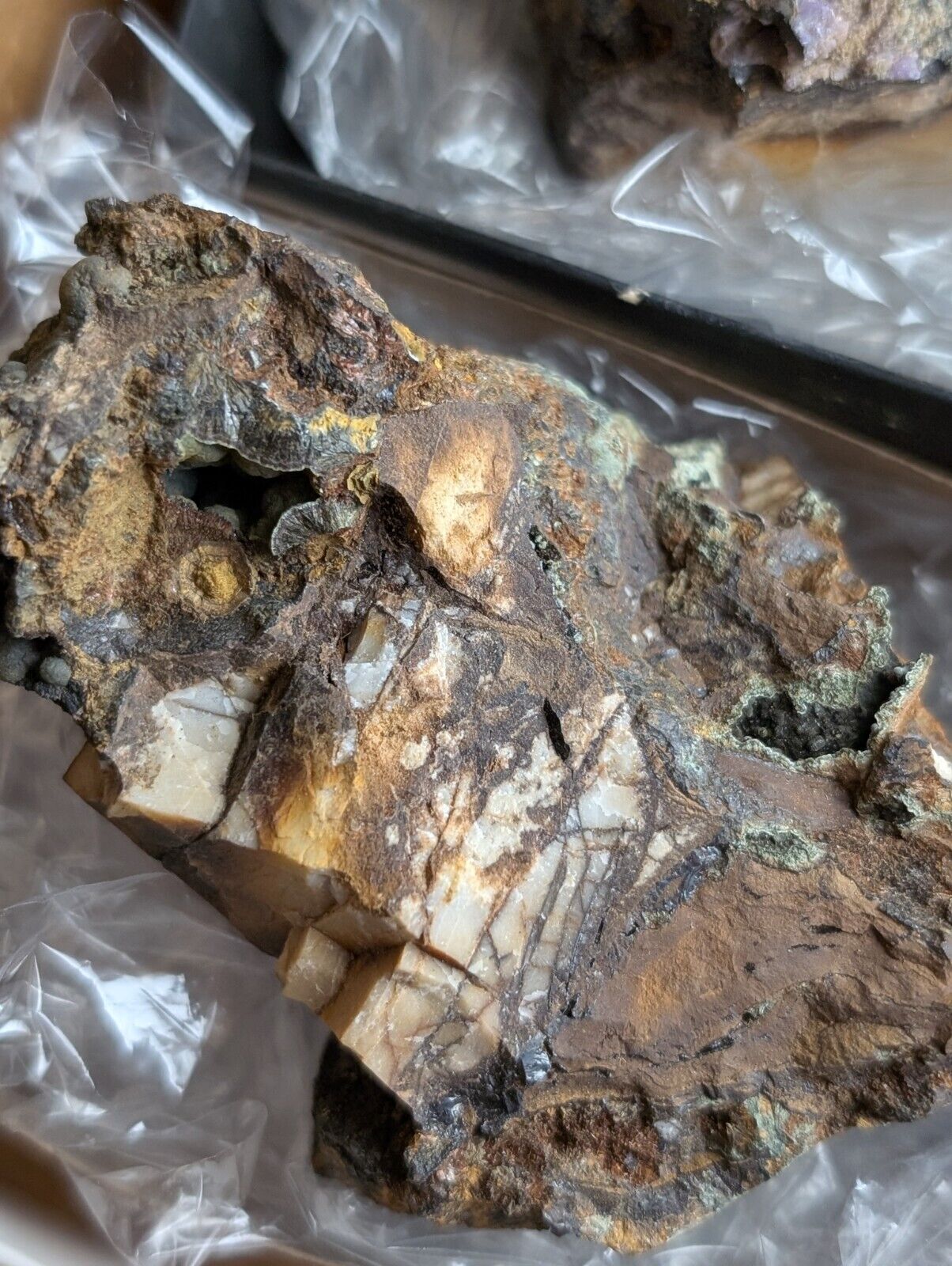 Flat of 16 Cacoxenite Kidwellite Iron Phosphate Specimens - Arkansas USA - Collectibles:Rocks Fossils &