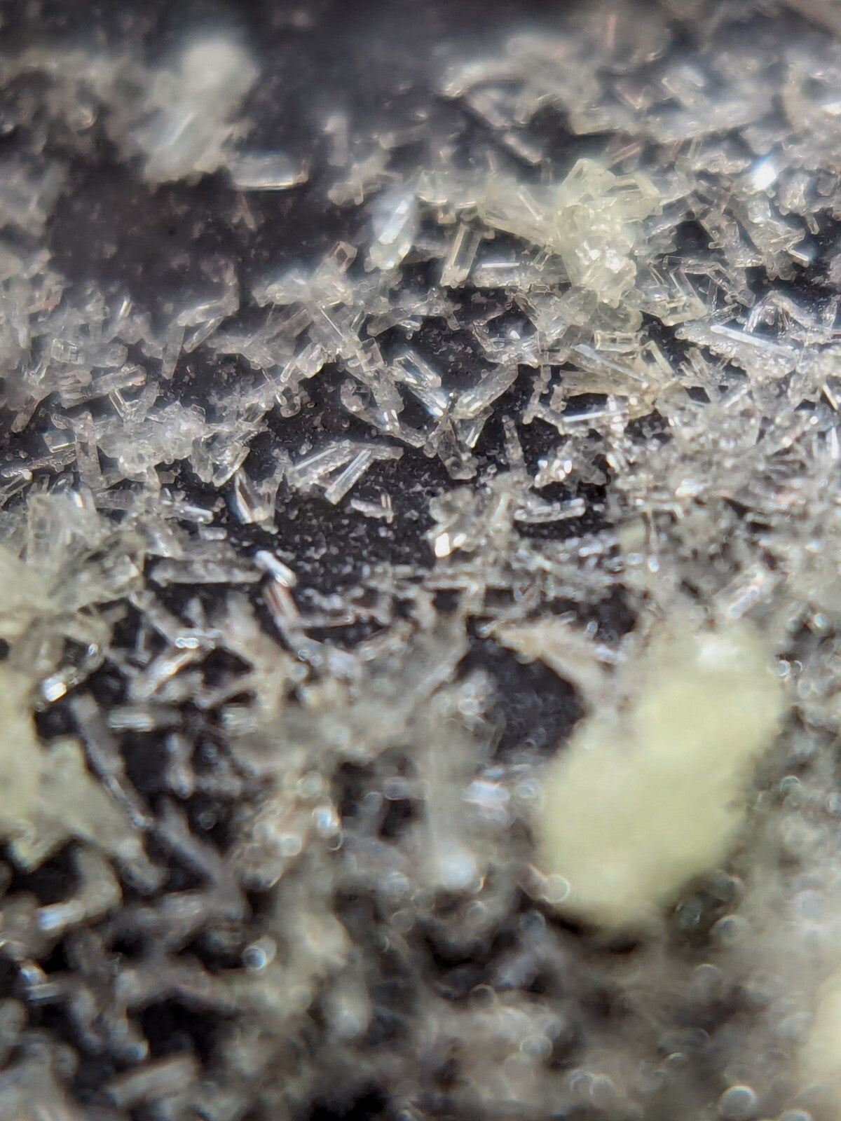 A cluster of translucent, crystalline fragments with sharp edges and a glassy sheen.