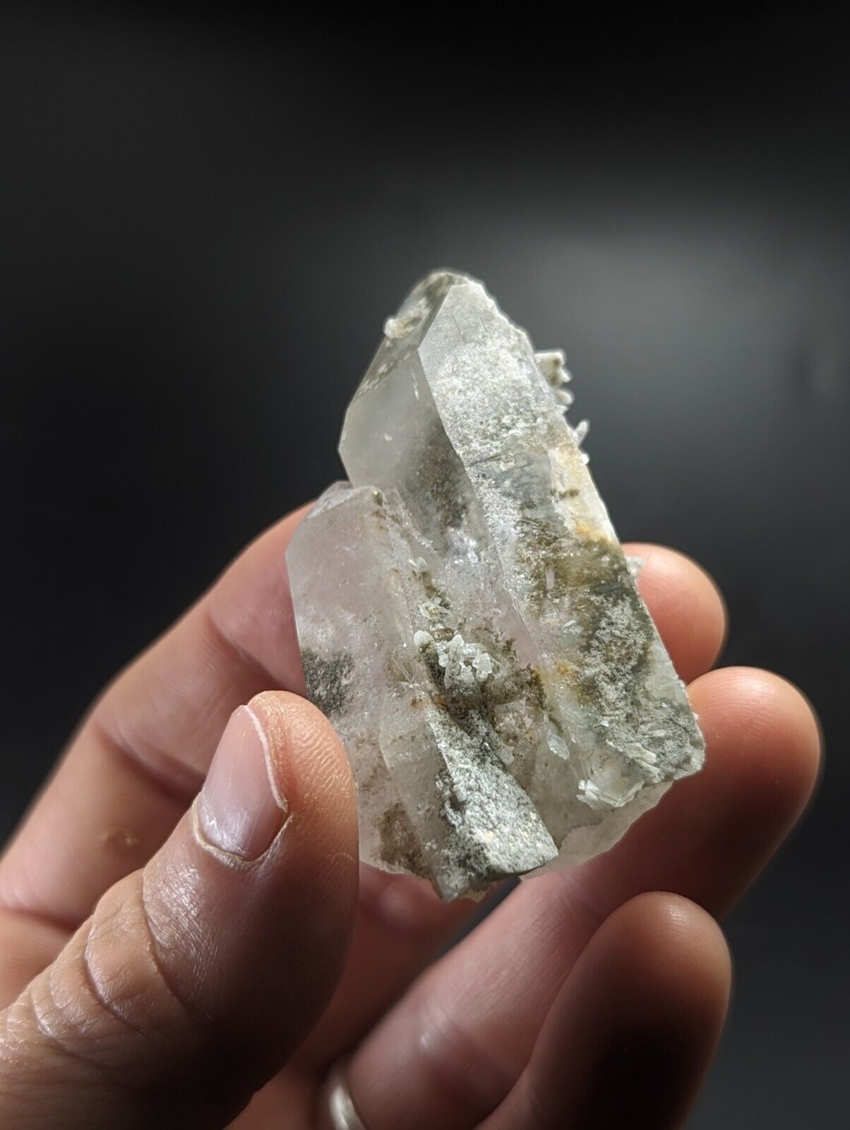 Green Chlorite Quartz Crystal Point North of Willis Mine Paron Arkansas Rare - Collectibles:Rocks Fossils &