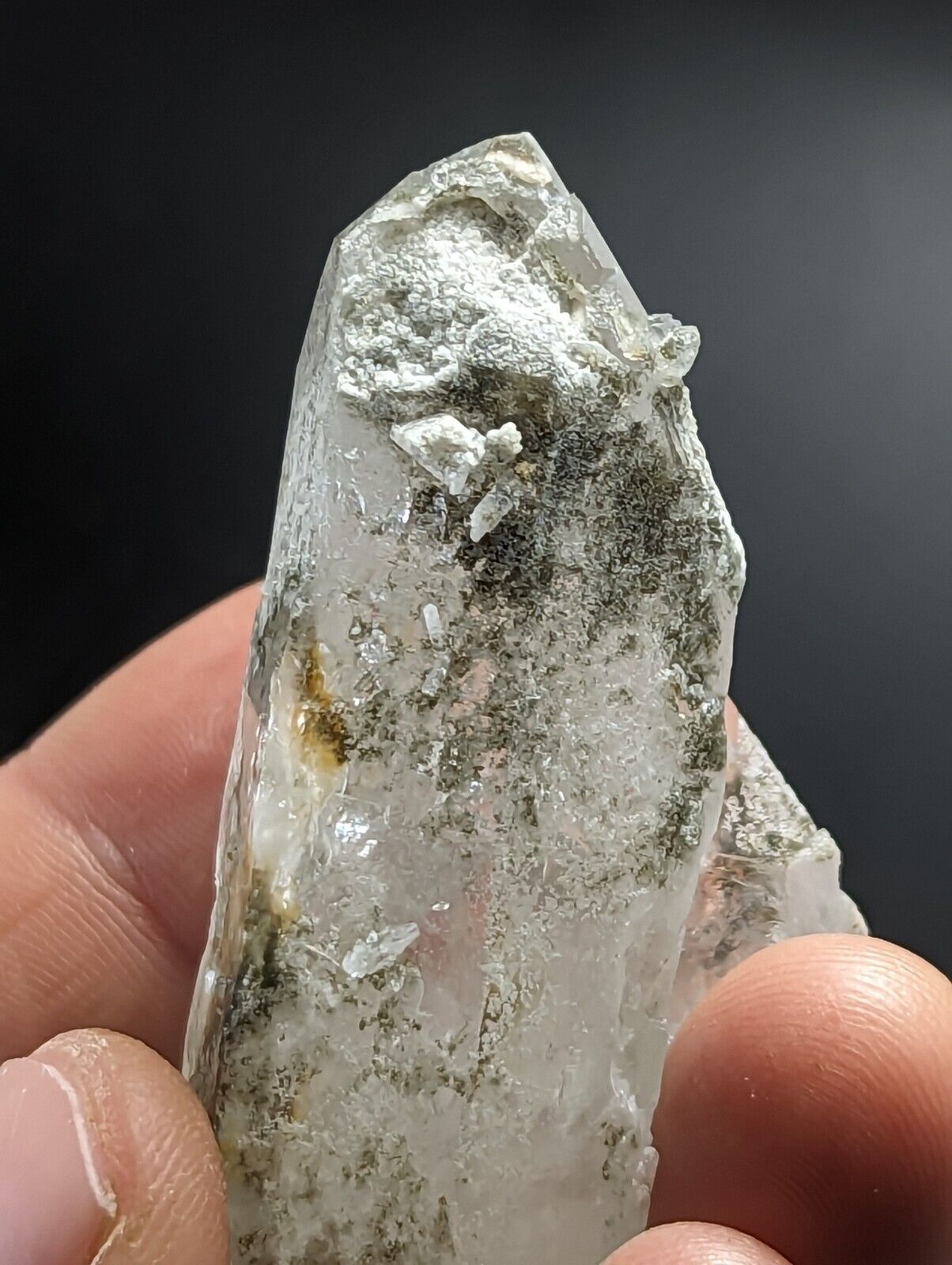 Green Chlorite Quartz Crystal Point North of Willis Mine Paron Arkansas Rare - Collectibles:Rocks Fossils &