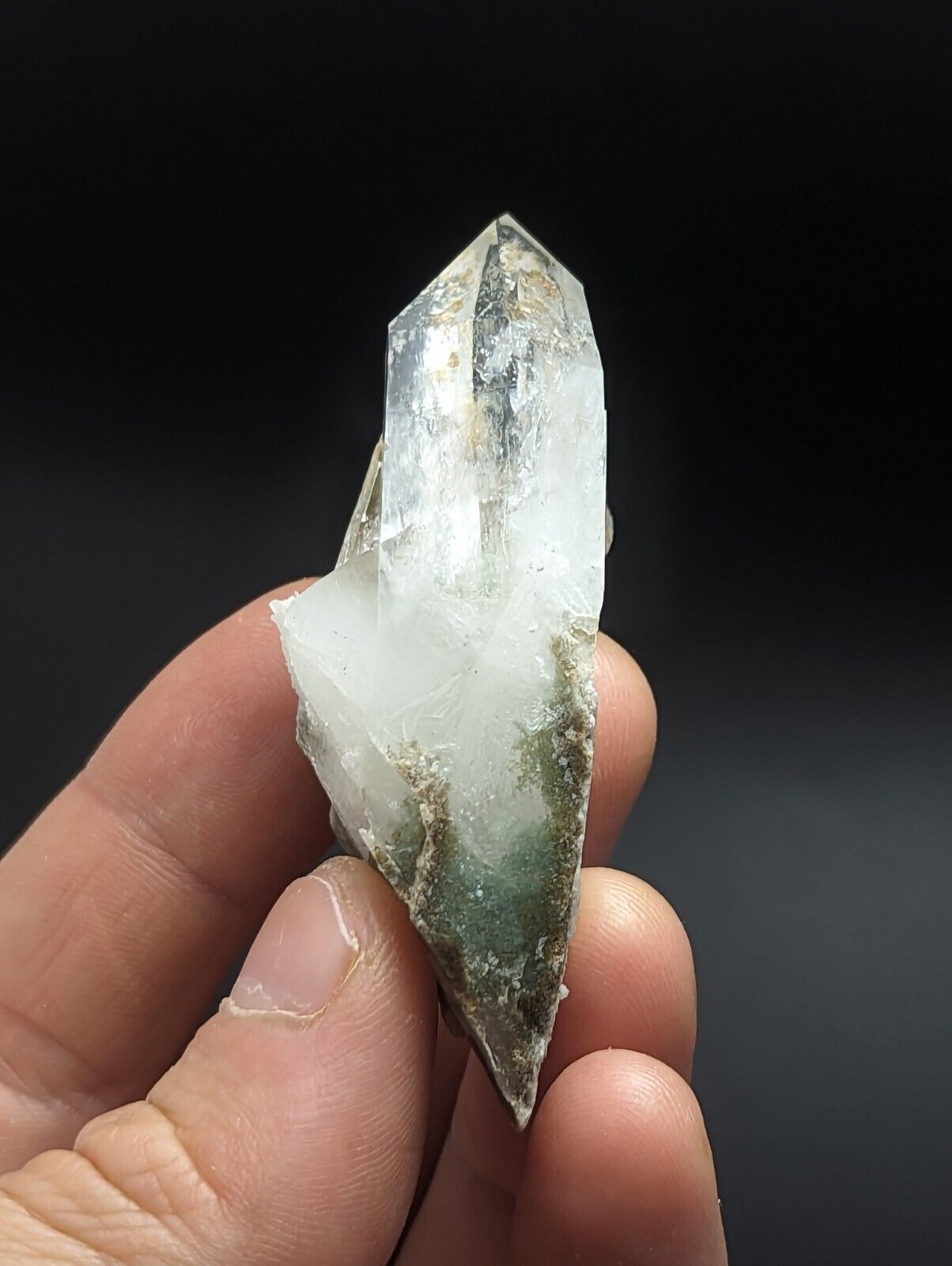 Green Chlorite Quartz Crystal Point North of Willis Mine Paron Arkansas Rare - Collectibles:Rocks Fossils &