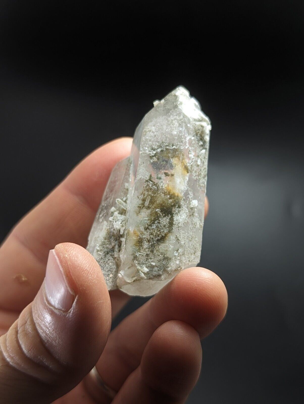 Green Chlorite Quartz Crystal Point North of Willis Mine Paron Arkansas Rare - Collectibles:Rocks Fossils &