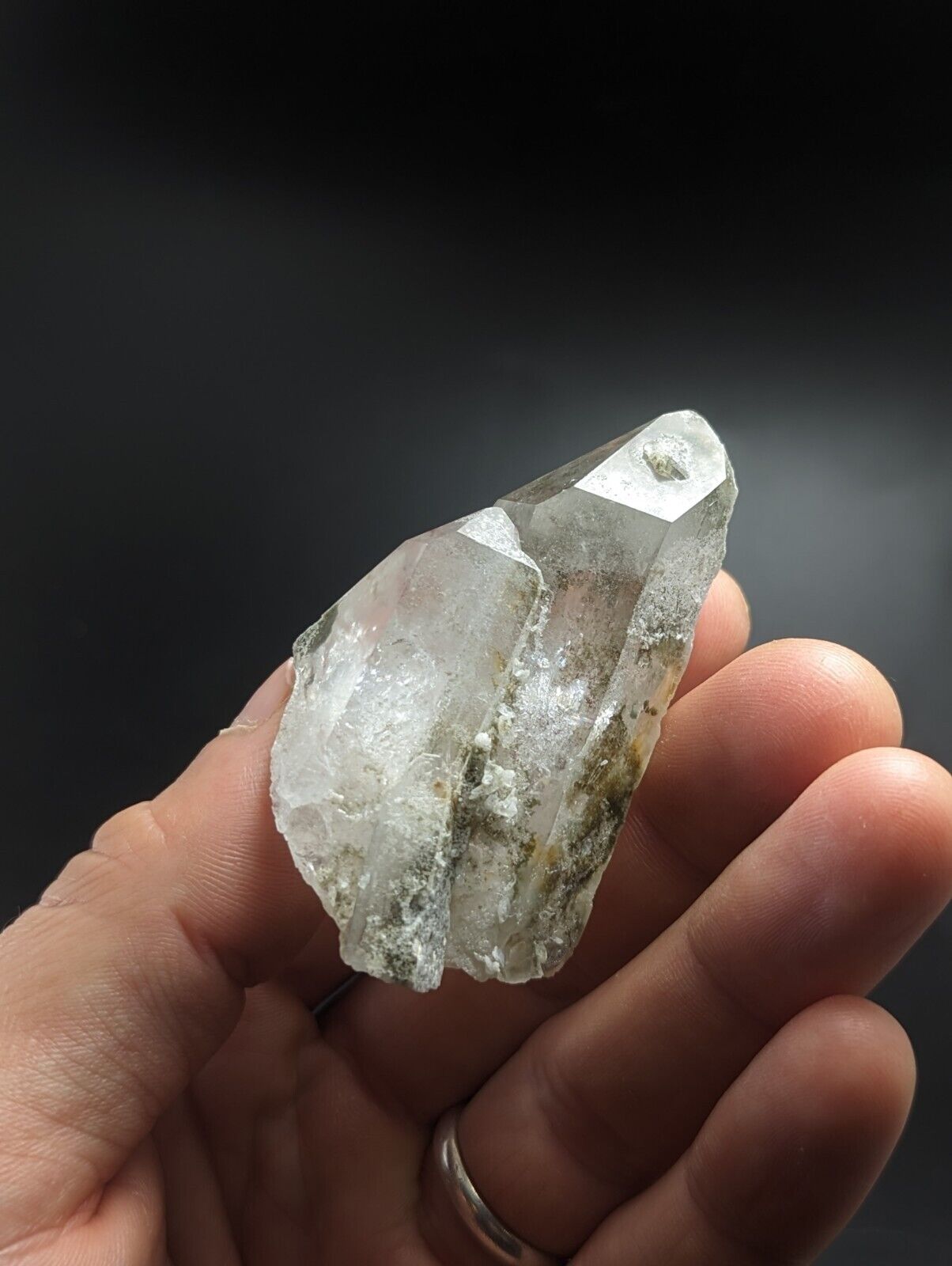 Green Chlorite Quartz Crystal Point North of Willis Mine Paron Arkansas Rare - Collectibles:Rocks Fossils &