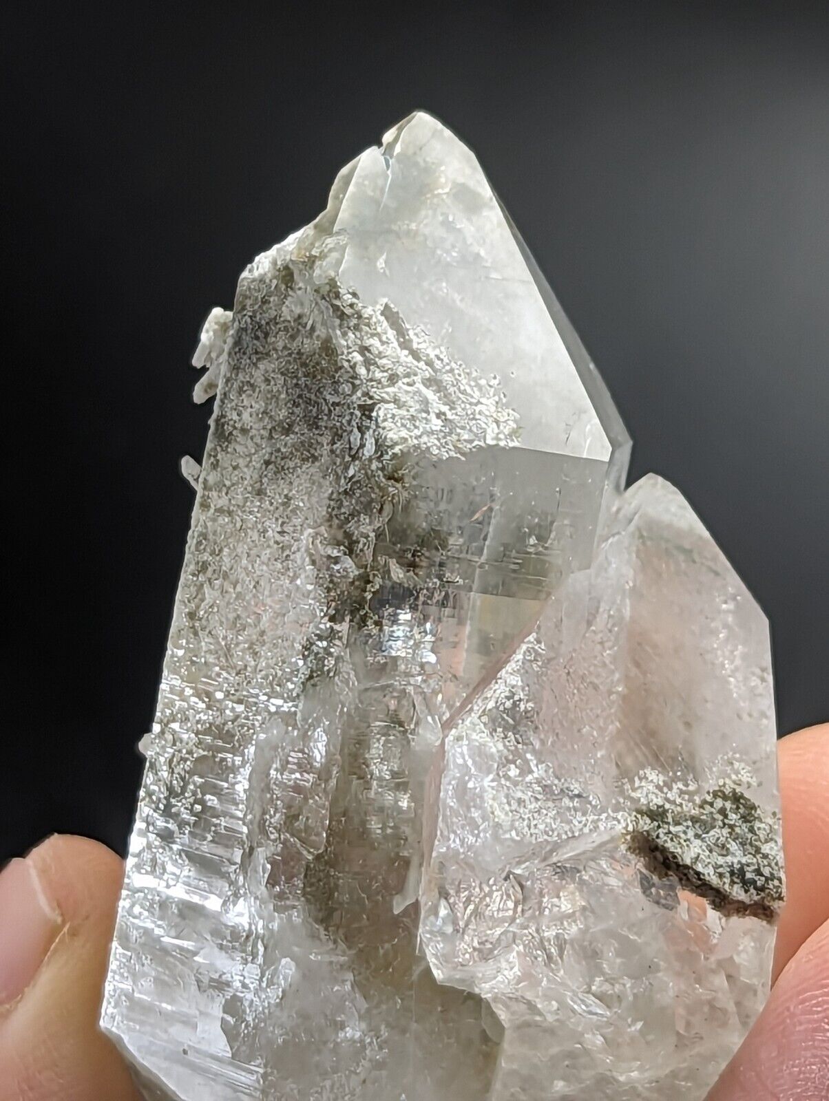 Green Chlorite Quartz Crystal Point North of Willis Mine Paron Arkansas Rare - Collectibles:Rocks Fossils &