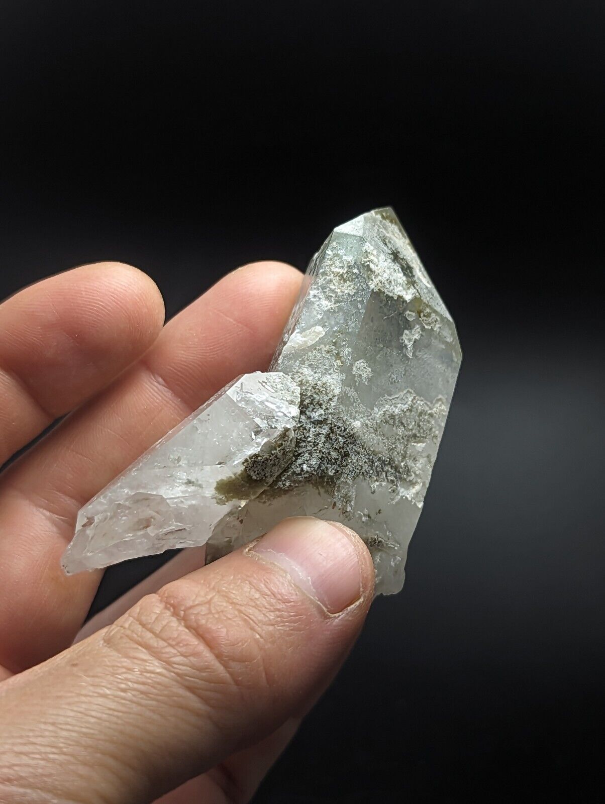 Green Chlorite Quartz Crystal Point North of Willis Mine Paron Arkansas Rare - Collectibles:Rocks Fossils &