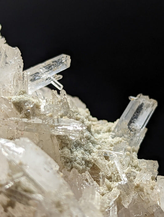 Jeffrey Quarry Quartz Crystal + Blue Cookeite Ultra Rare Arkansas Old Stock 8cm - Collectibles:Rocks Fossils &