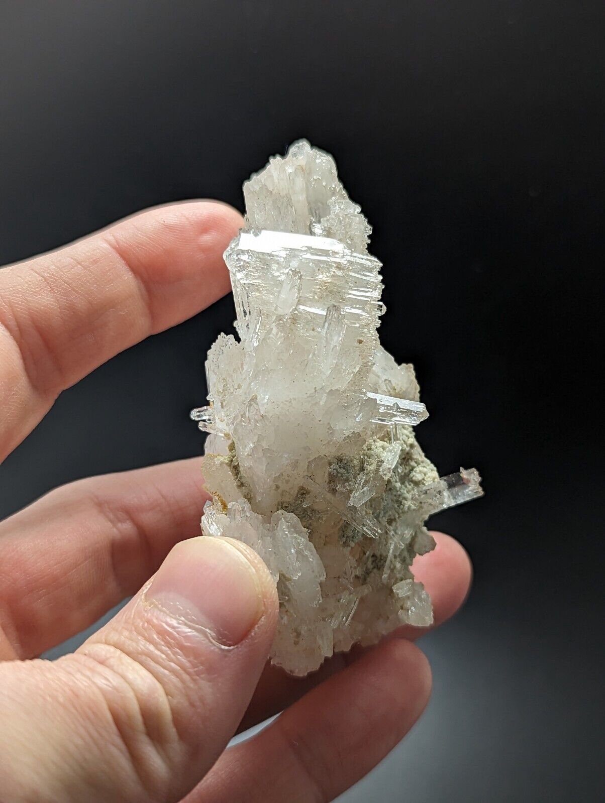 Jeffrey Quarry Quartz Crystal + Blue Cookeite Ultra Rare Arkansas Old Stock 8cm - Collectibles:Rocks Fossils &