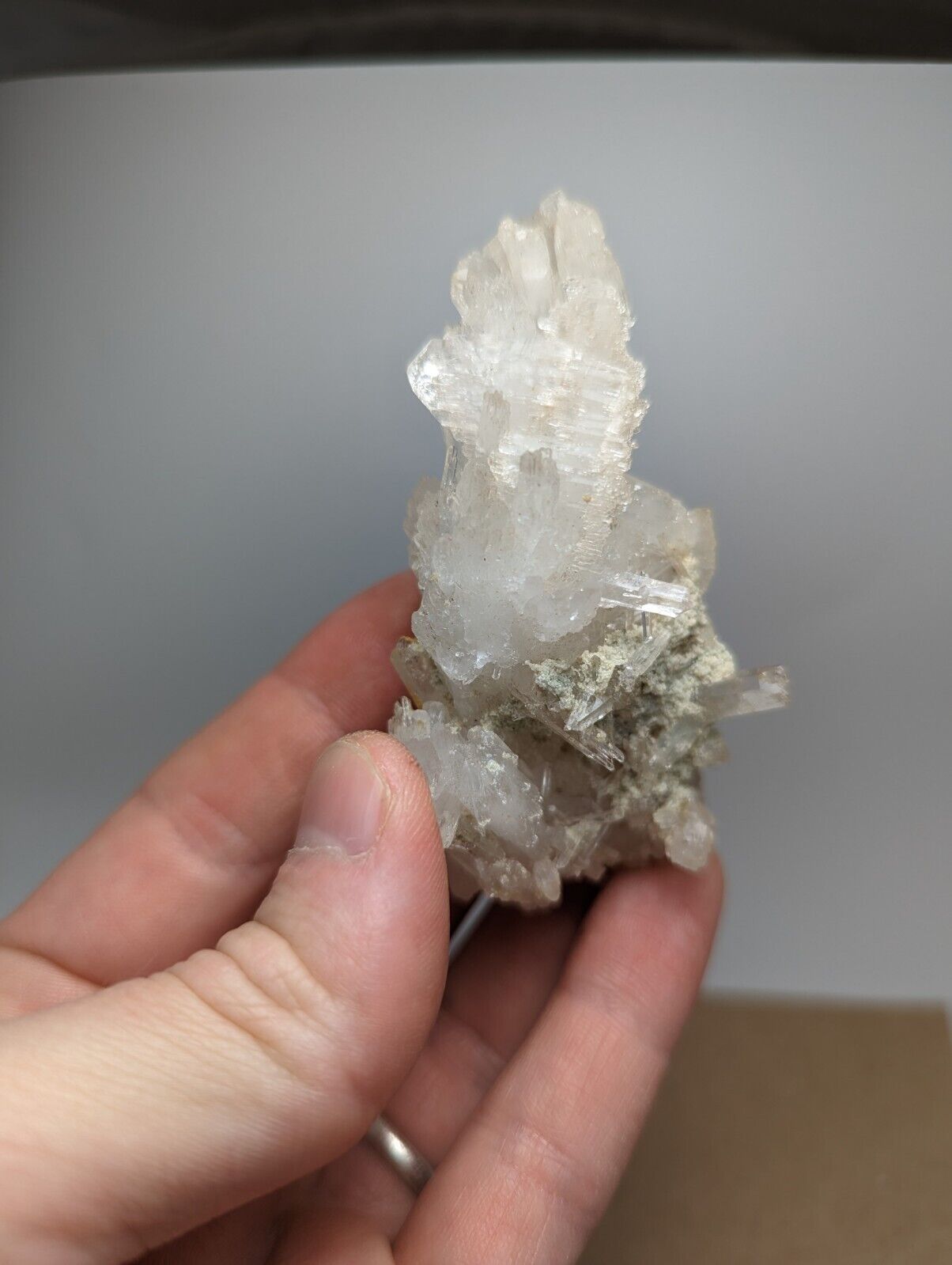 Jeffrey Quarry Quartz Crystal + Blue Cookeite Ultra Rare Arkansas Old Stock 8cm - Collectibles:Rocks Fossils &