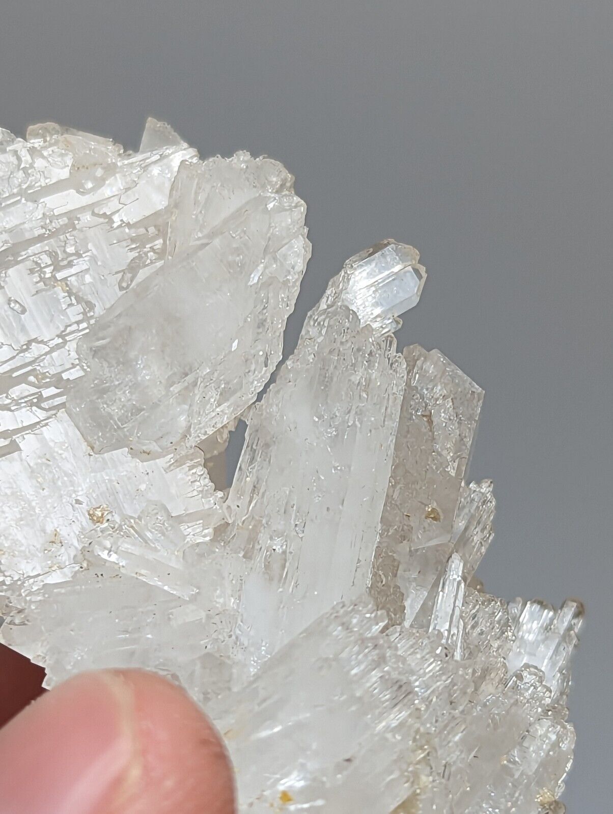 Jeffrey Quarry Quartz Crystal + Blue Cookeite Ultra Rare Arkansas Old Stock 8cm - Collectibles:Rocks Fossils &