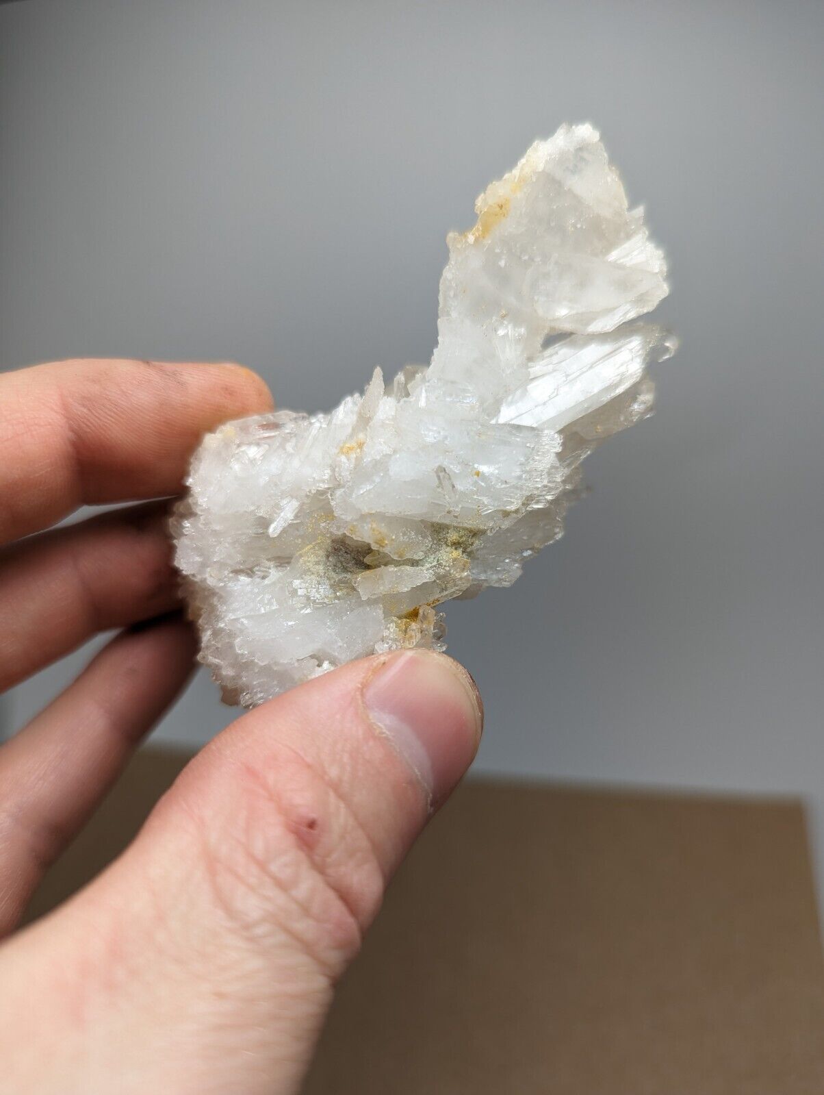 Jeffrey Quarry Quartz Crystal + Blue Cookeite Ultra Rare Arkansas Old Stock 8cm - Collectibles:Rocks Fossils &