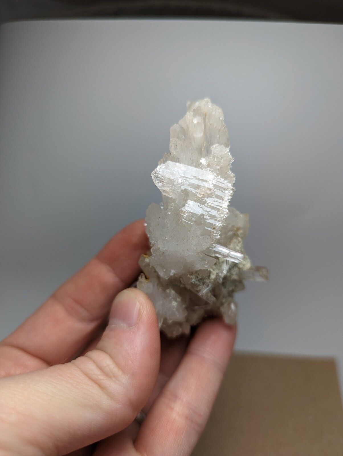 Jeffrey Quarry Quartz Crystal + Blue Cookeite Ultra Rare Arkansas Old Stock 8cm - Collectibles:Rocks Fossils &